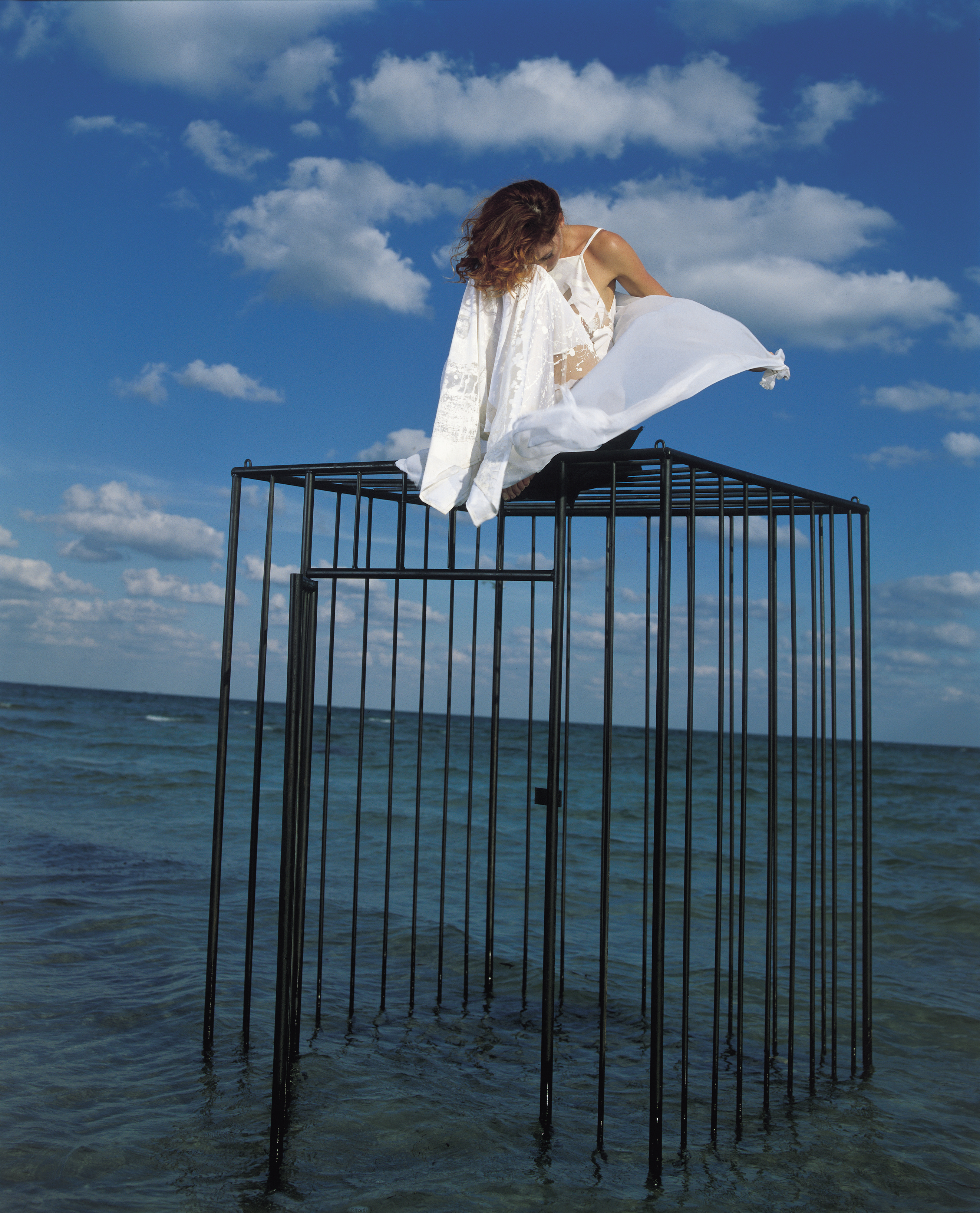 Mylene Farmer Redhead French Singer Cages Sky Sitting Innamoramento 2643x3271