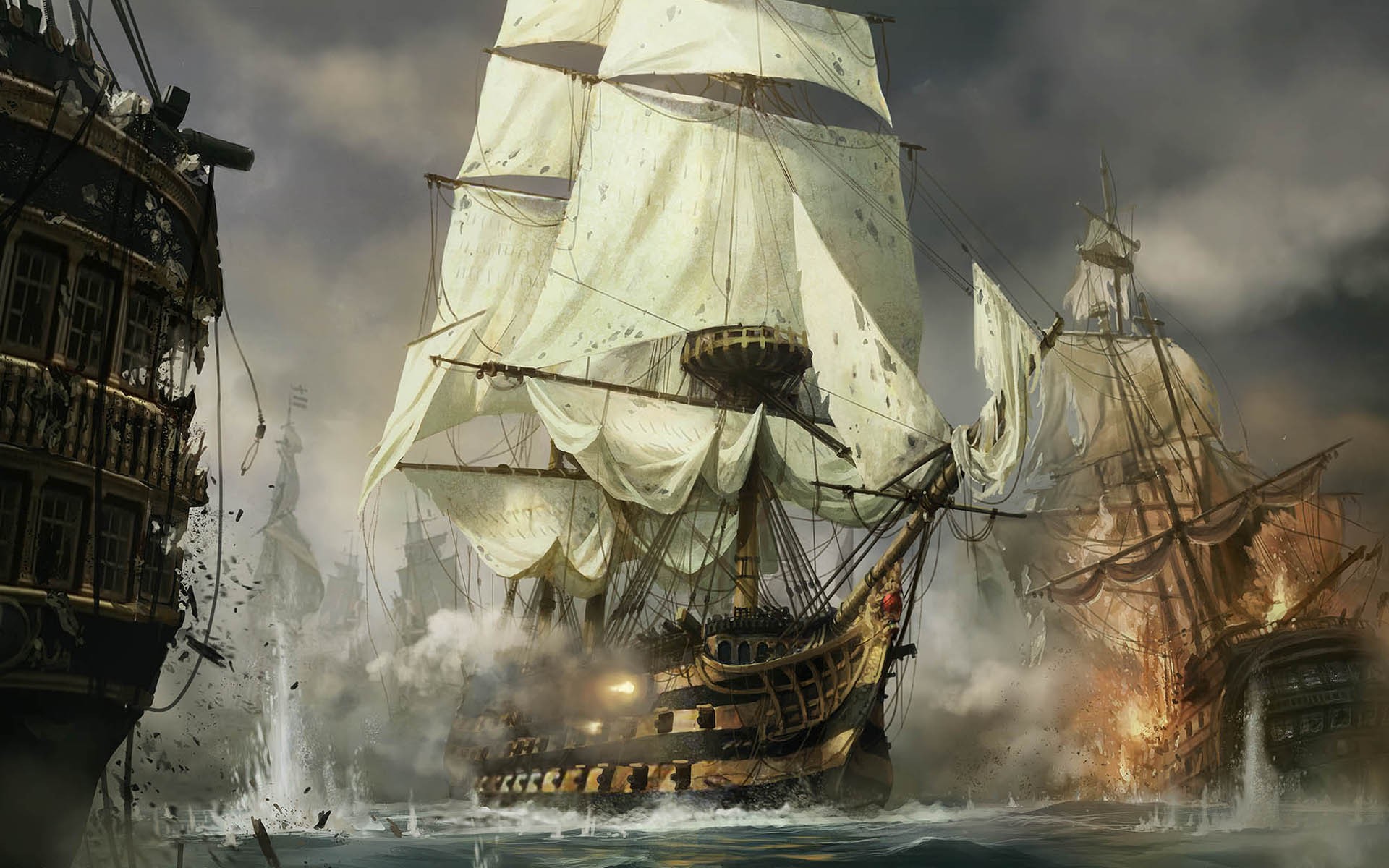 Sea Old Ship Ship Artwork Video Games Empire Total War 1920x1200