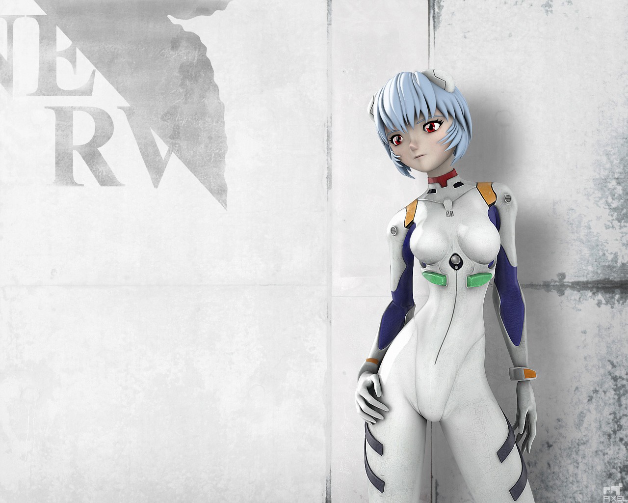 Ayanami Rei Suits Neon Genesis Evangelion Nerv Blue Hair 1280x1024