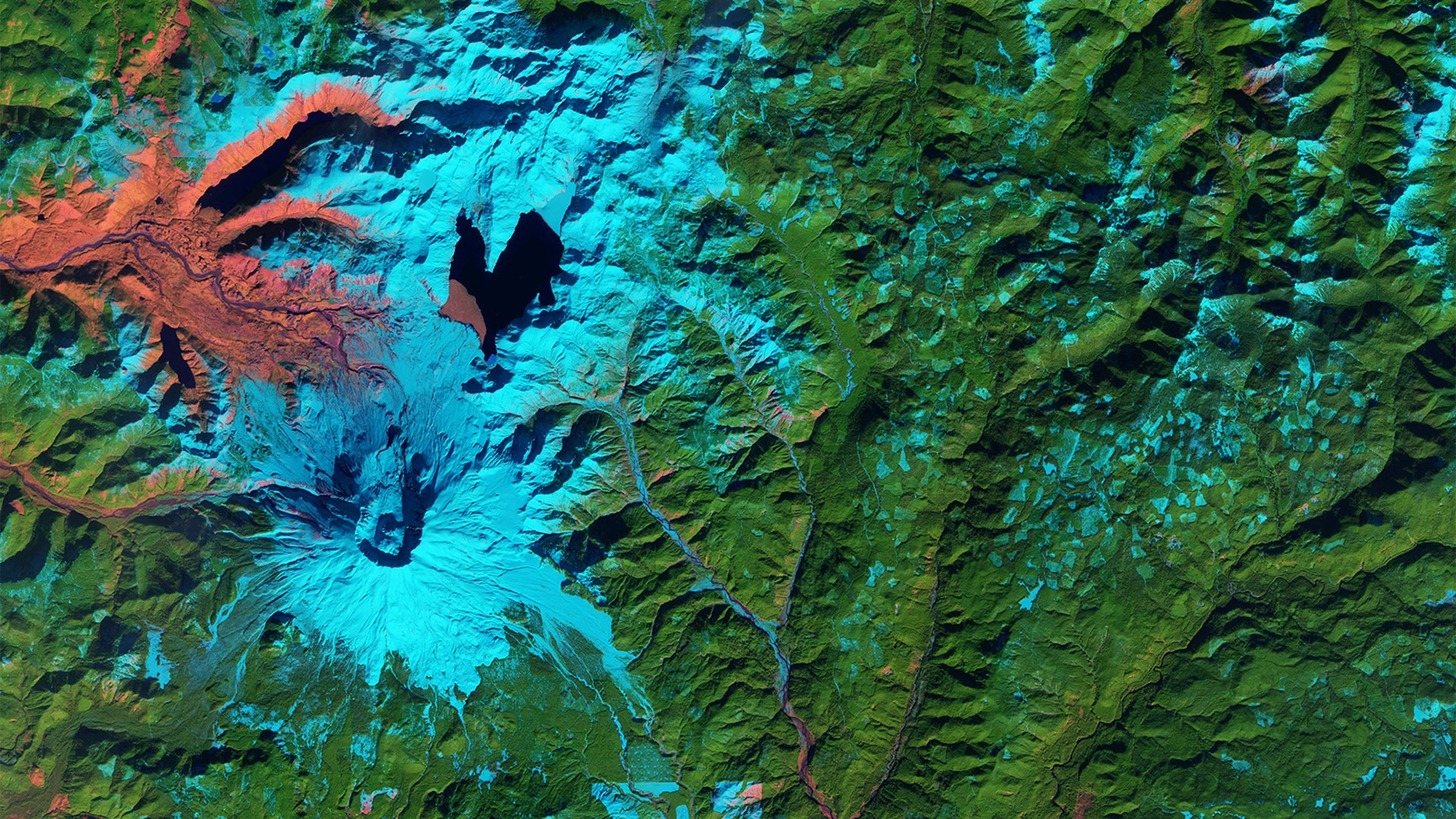 Satellite Imagery Mount St Helens Abstract Landscape 1920x1080