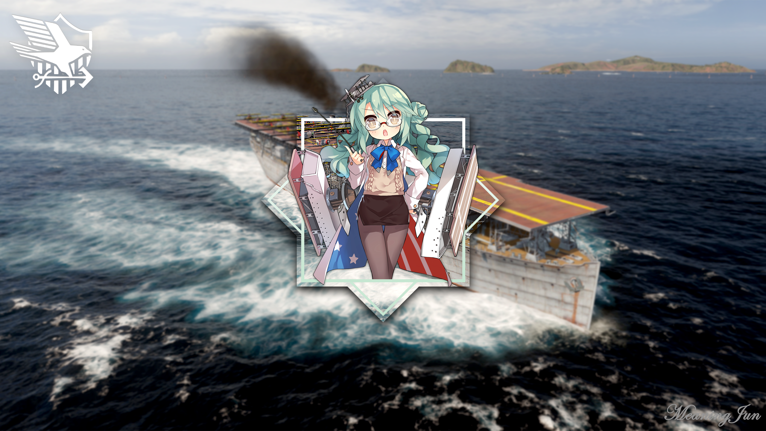 2D Anime Anime Girls Picture In Picture MeaningJun Azur Lane Langley Azur Lane Sea World War I World 2560x1440
