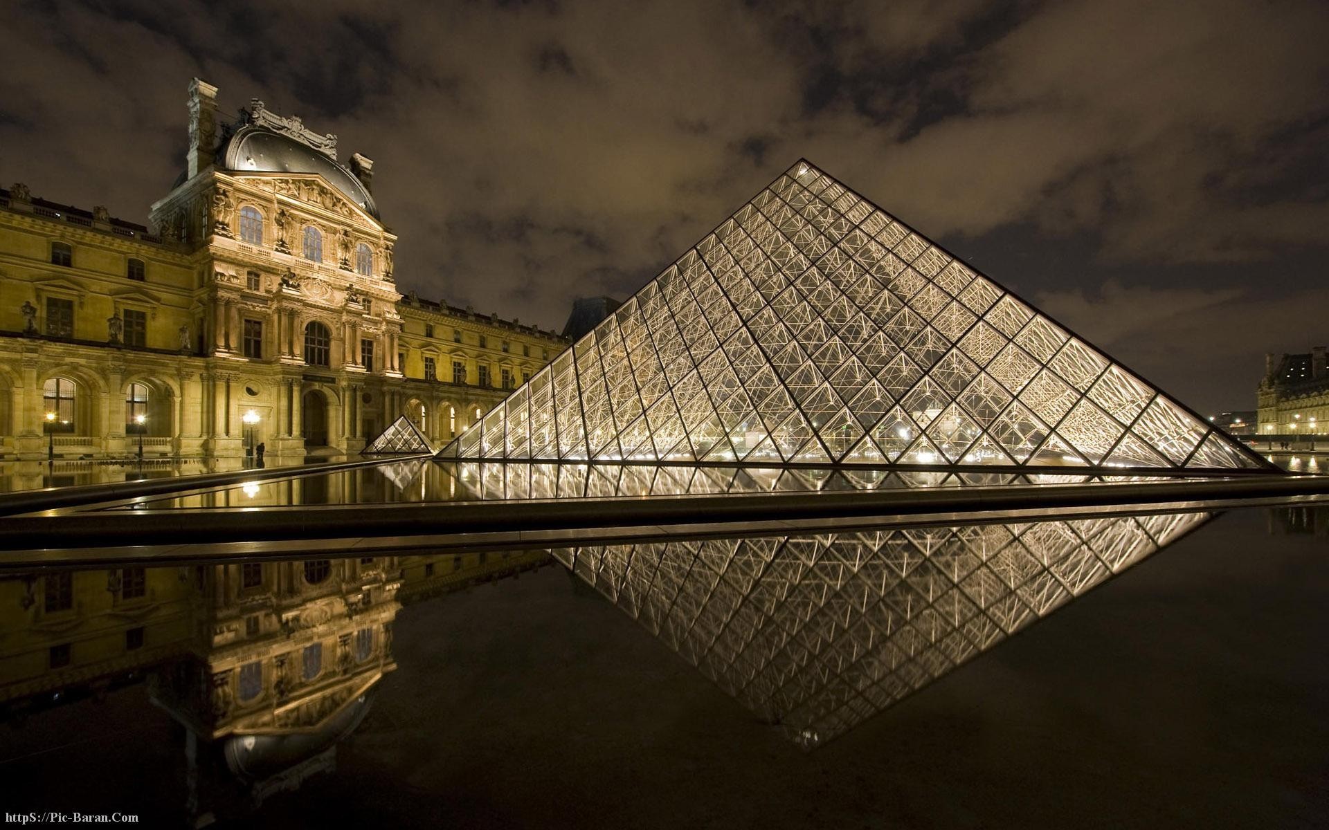 Louvre Museum Reflection Louvre Landscape 1920x1200