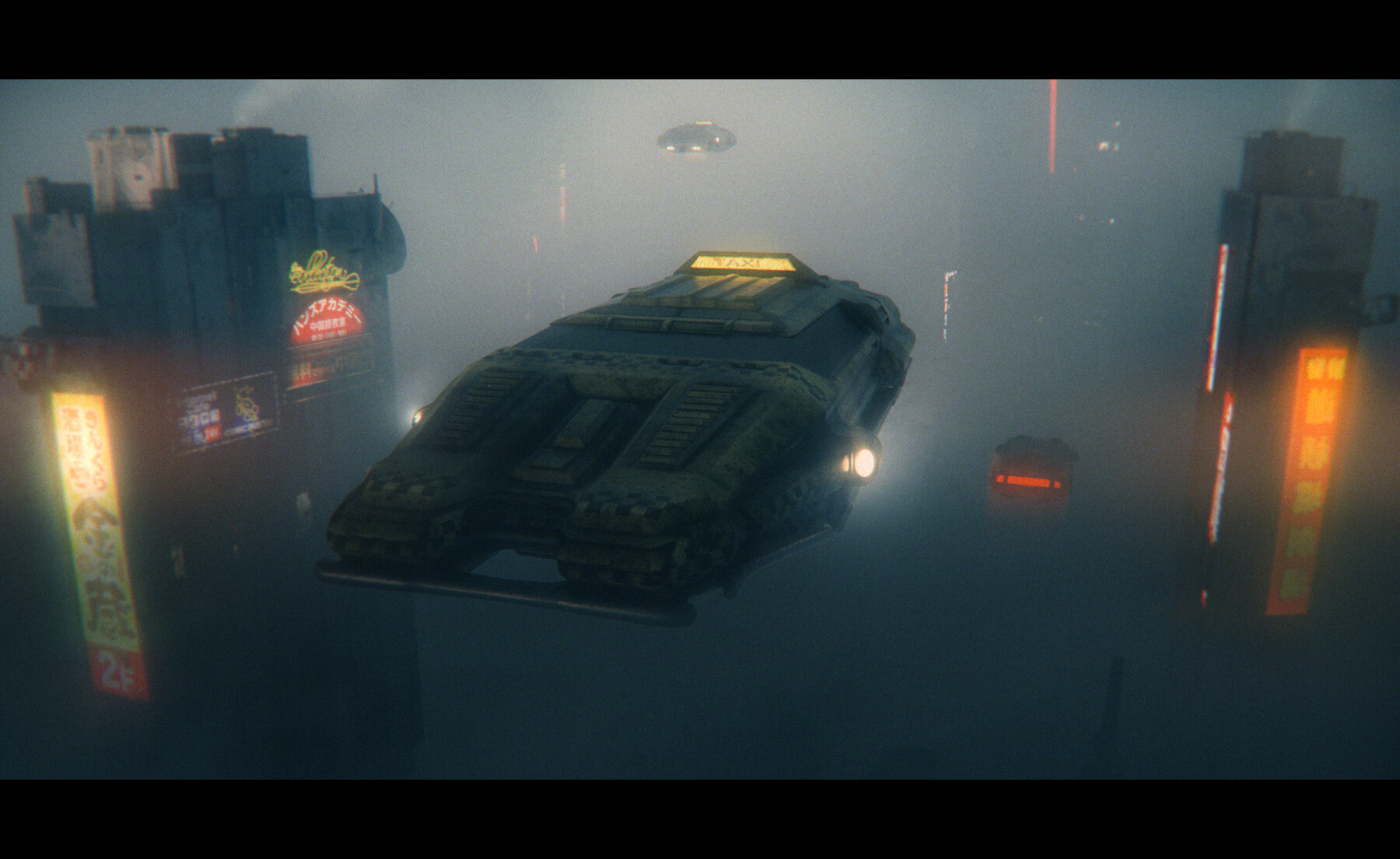 Quentin BOUiLLOUD Artwork Digital Art Flying Car Futuristic Futuristic City Blade Runner Mist Cyber 1800x1104