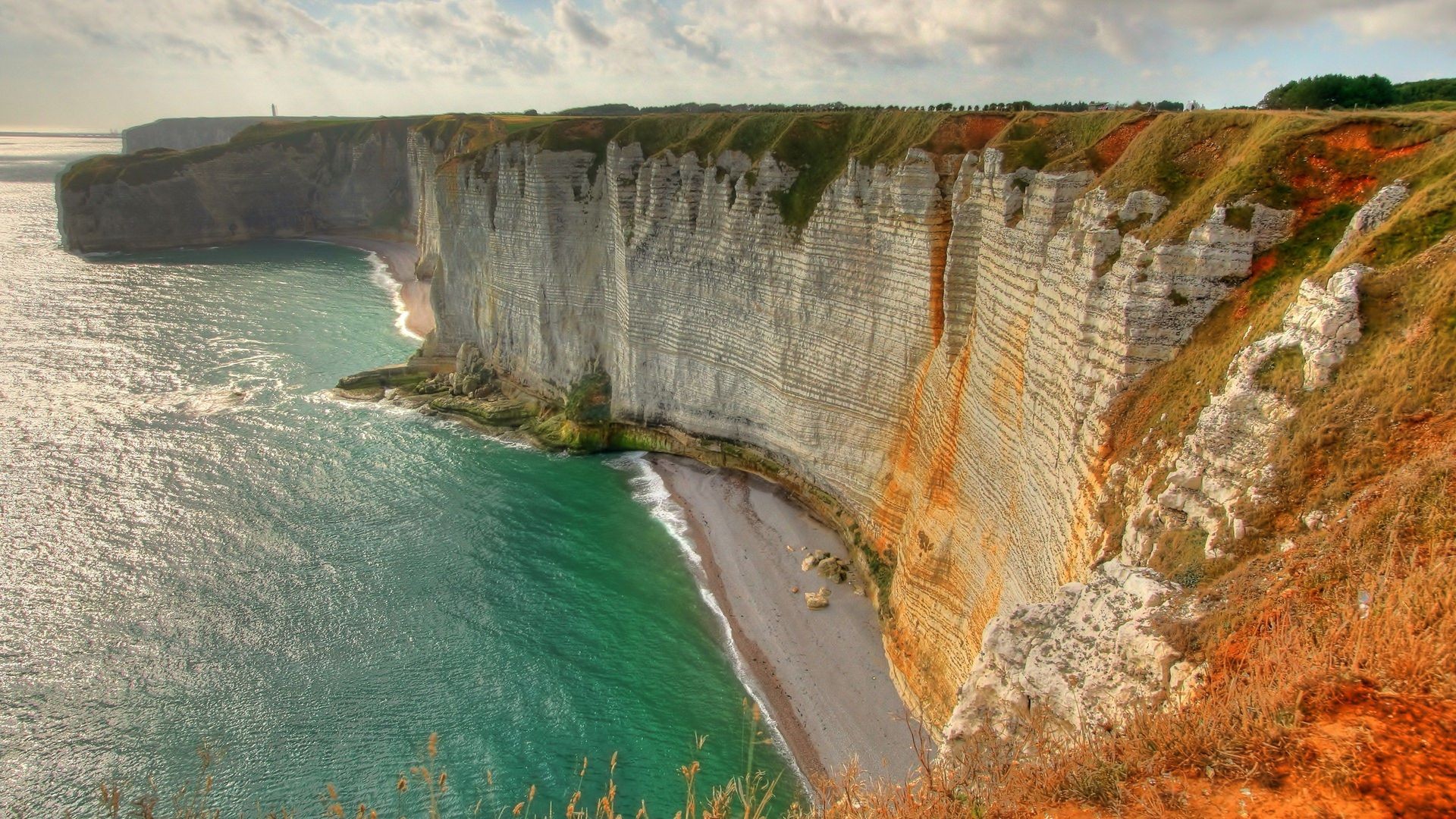 Coast Nature Cliff Landscape Etretat Normandie 1920x1080