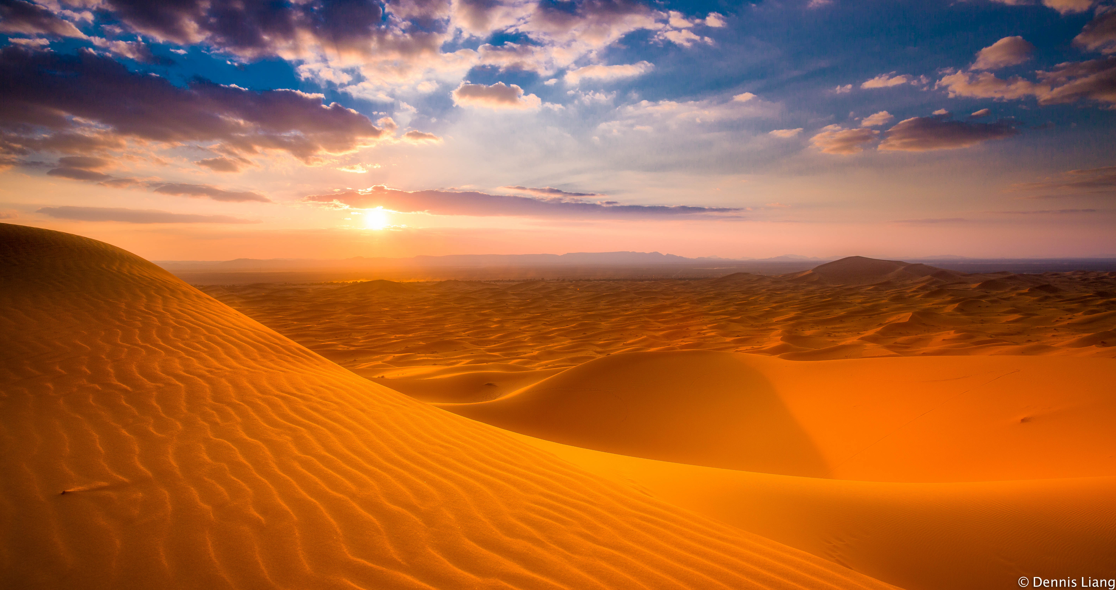 Earth Desert Sand Dune Sunset Sky Sahara Morocco 3784x2000