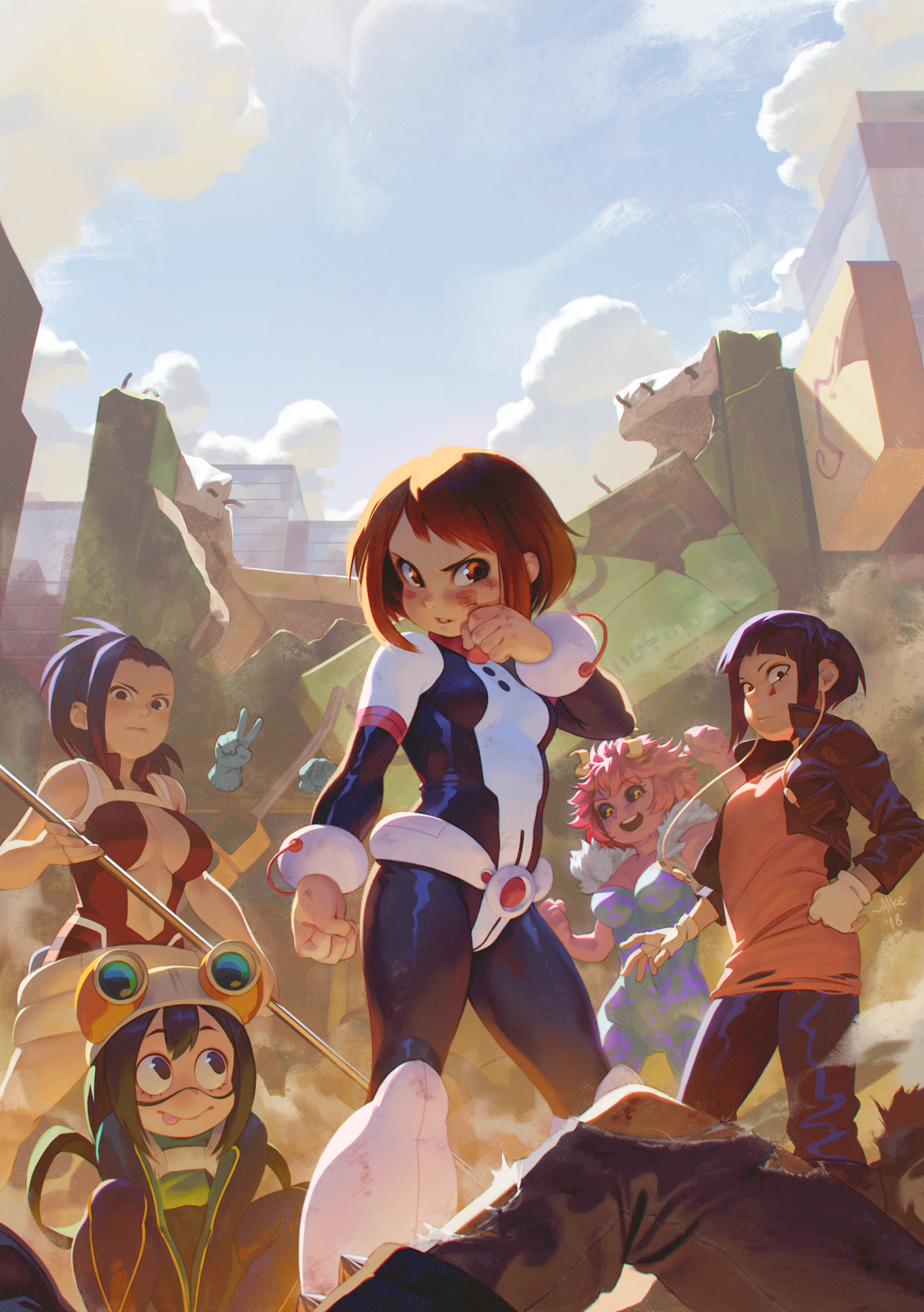 Anime Anime Girls 2D Digital Art Boku No Hero Boku No Hero Academia Momo Yaoyorozu Ochako Uraraka Ts 1198x1700