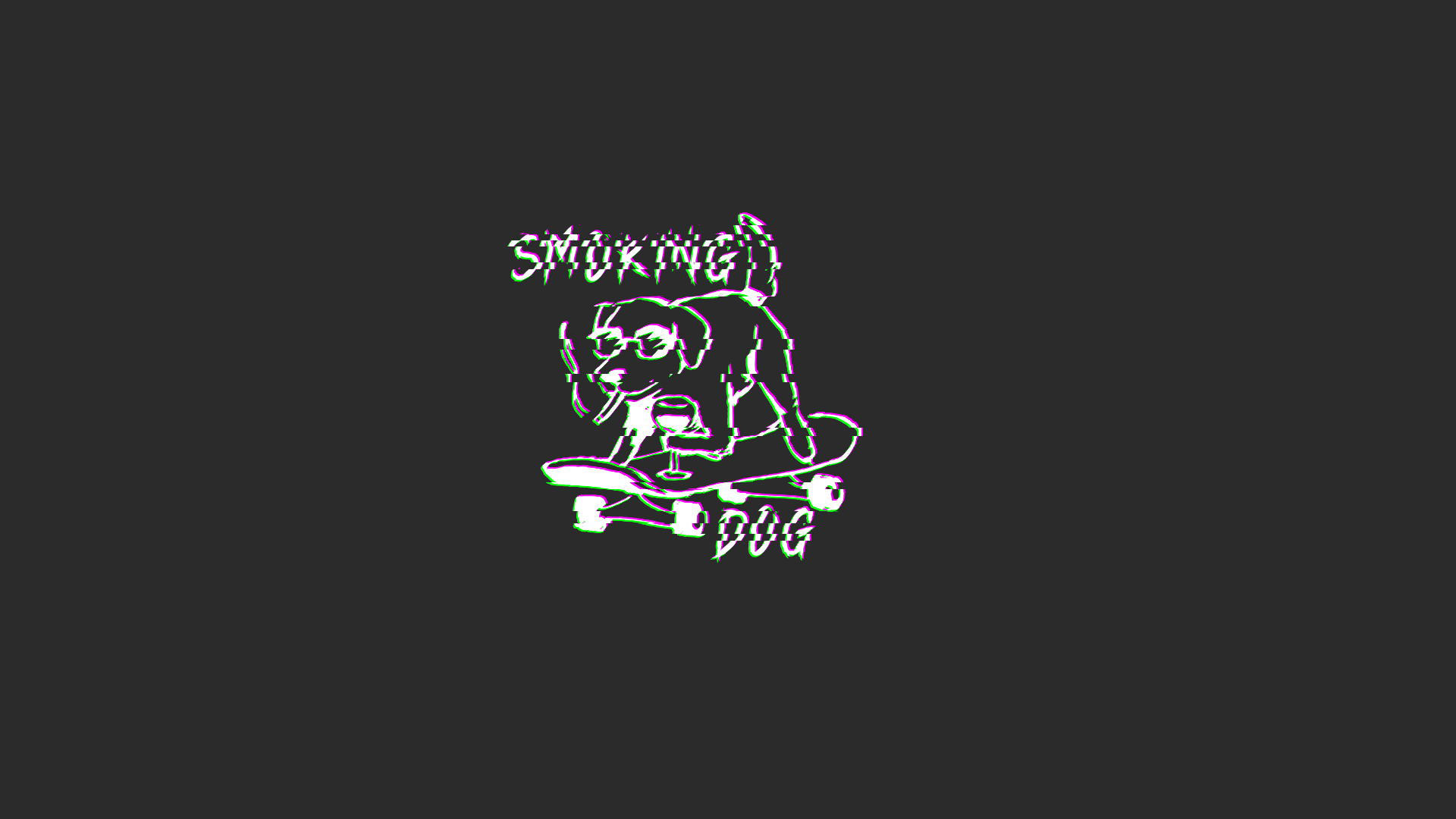 Smoking Dog Minimalism Animals Skate Glitch Art Custom Gray Background  Wallpaper - Resolution:1920x1080 - ID:356547 