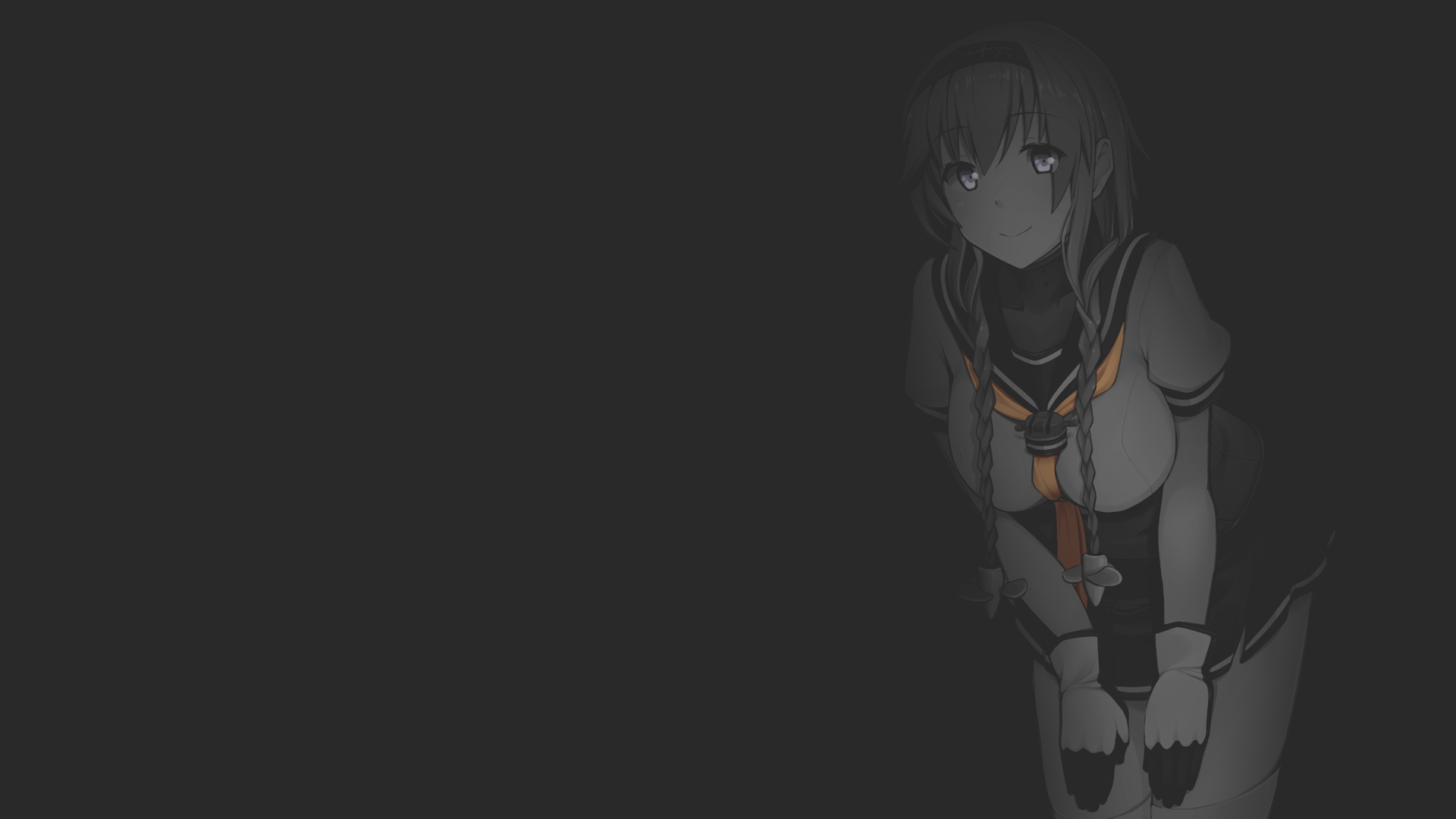 Anime Anime Girls Illustration Fan Art Selective Coloring Minimalism Monochrome Dark Background Unif 1920x1080