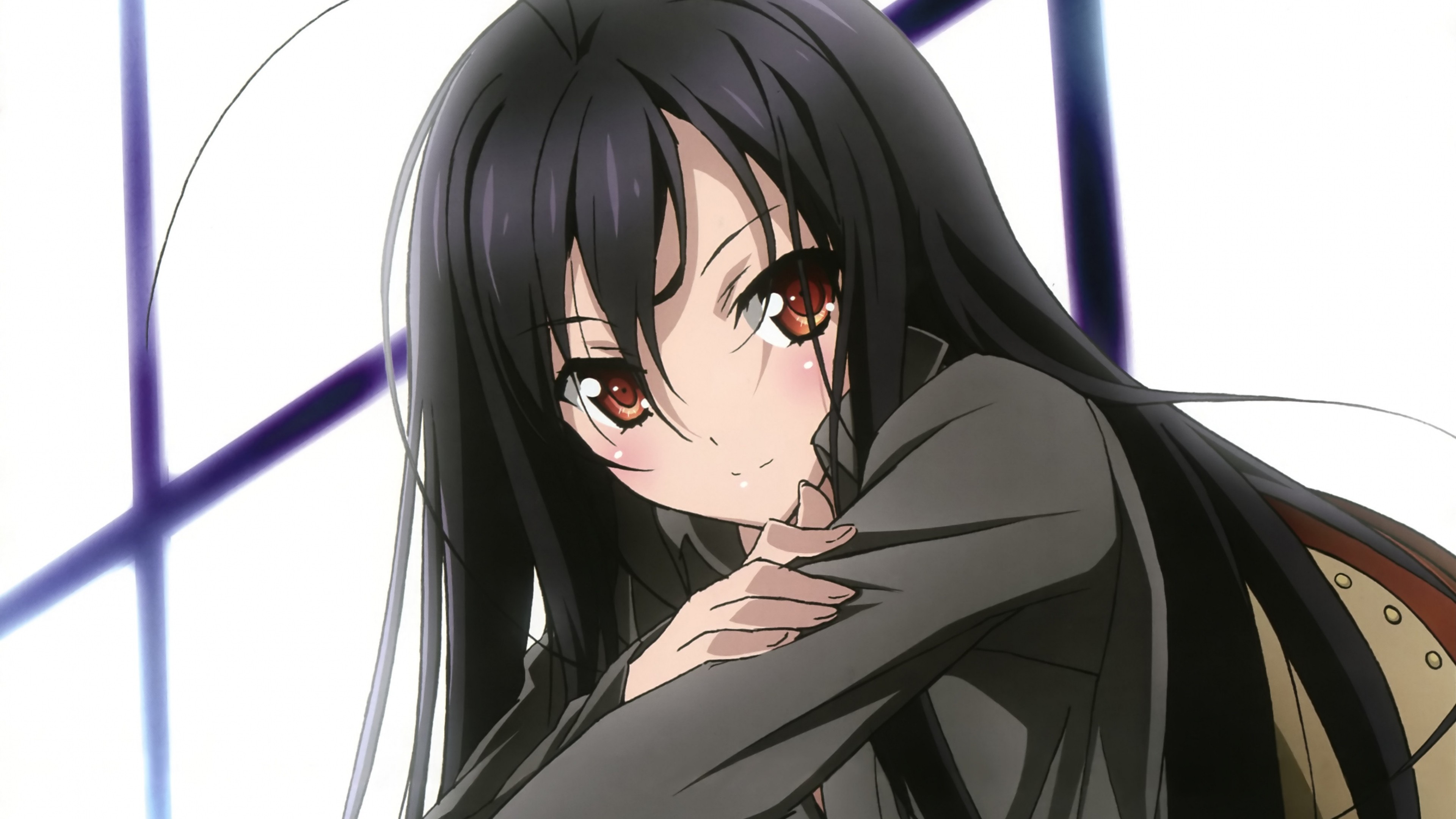 Anime Anime Girls Smiling Brunette Long Hair Brown Eyes Accel World Anime Accel World Kuroyukihime B 3840x2160