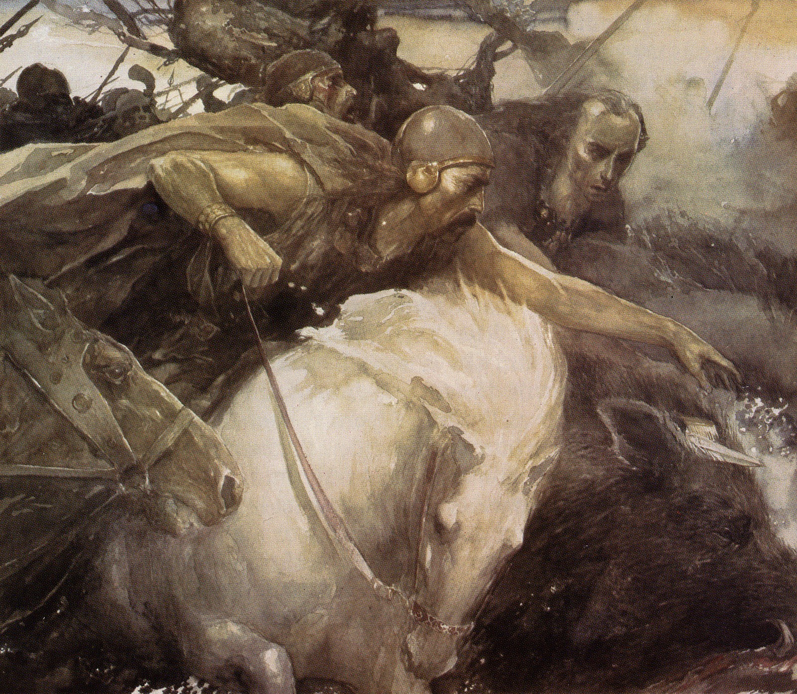 Painting Medieval War Horseman Boars 1600x1394