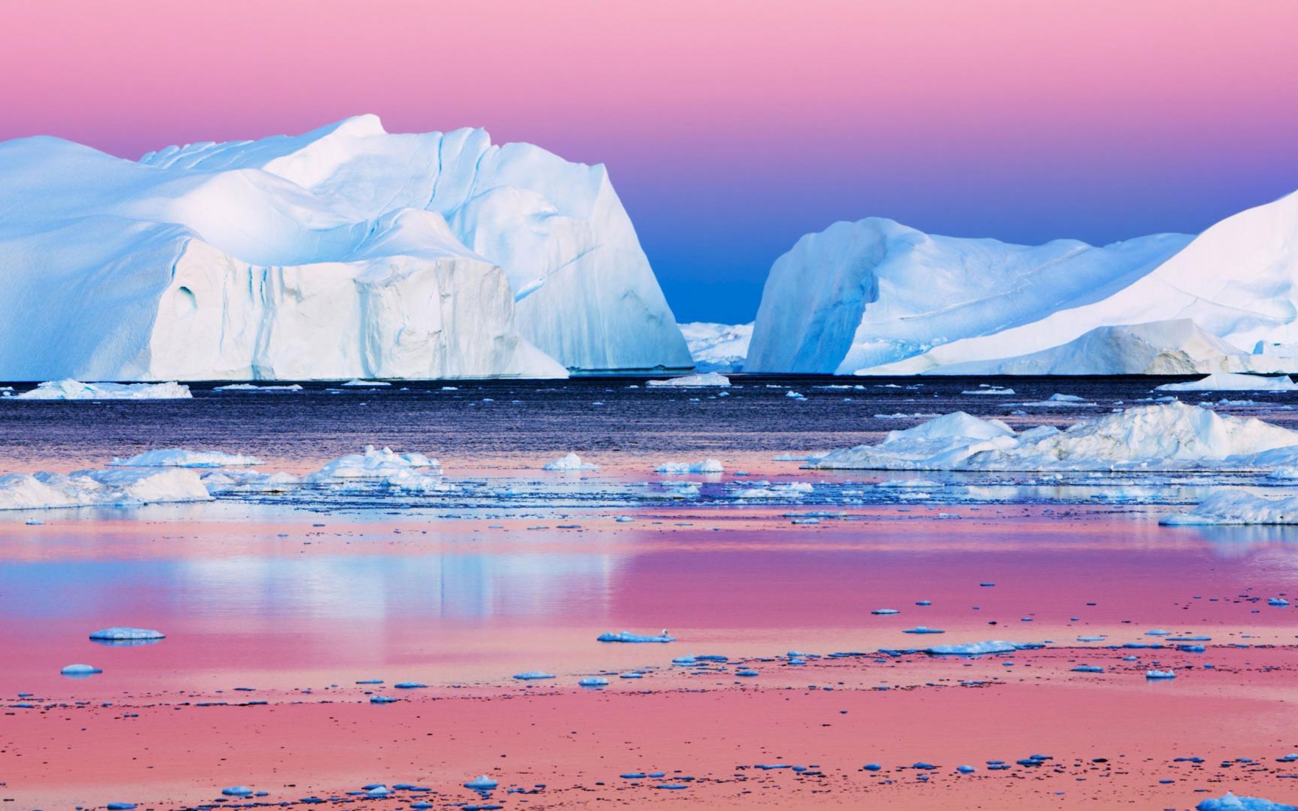 Iceberg Purple Sky Sea Ice Global Warming Pink 2560x1600