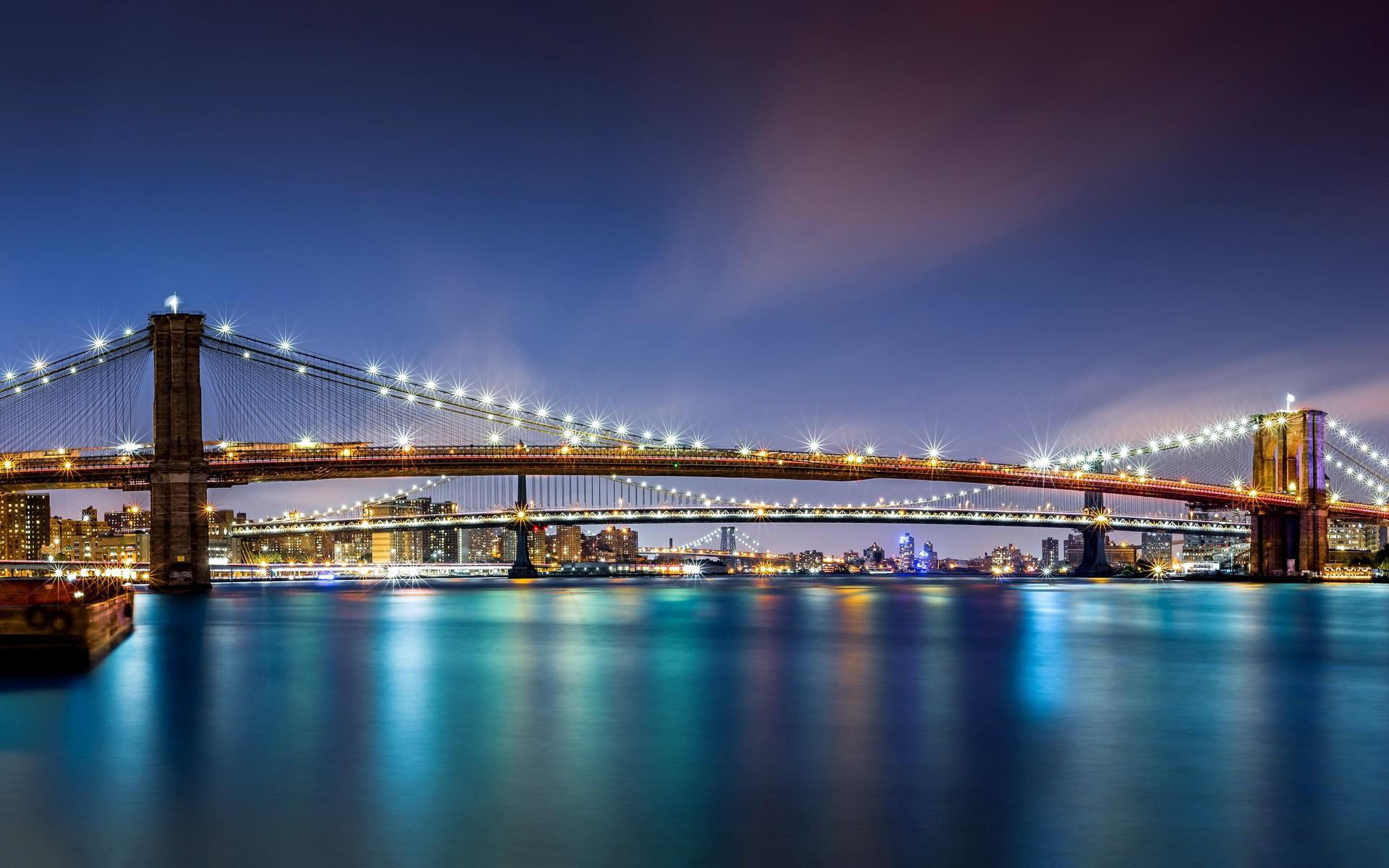 Brooklyn Bridge Manhattan Bridge Bridge Architecture New York City East River 1920x1200