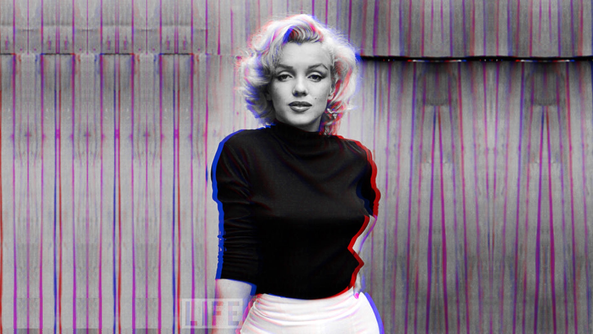 Anaglyph 3D Marilyn Monroe Celebrity Women Digital Art 1920x1080