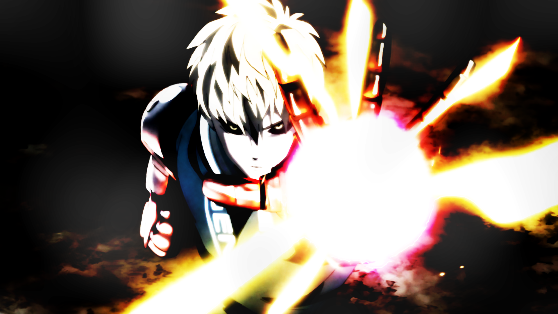 One Punch Man Genos Robot Anime Frontal View 1920x1080