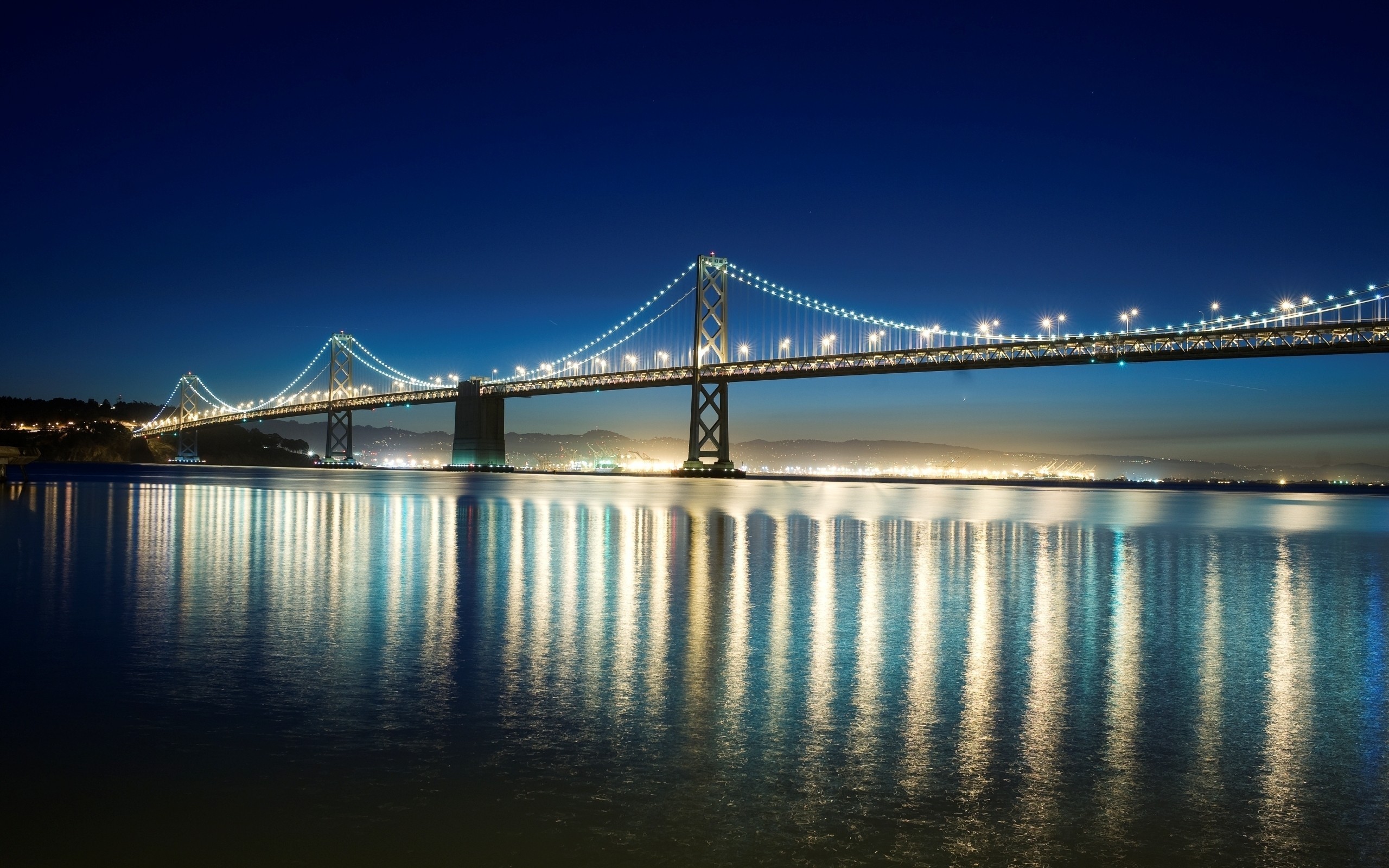 Bridge Landscape San Francisco Oakland Bay Bridge City Lights Dusk 2560x1600
