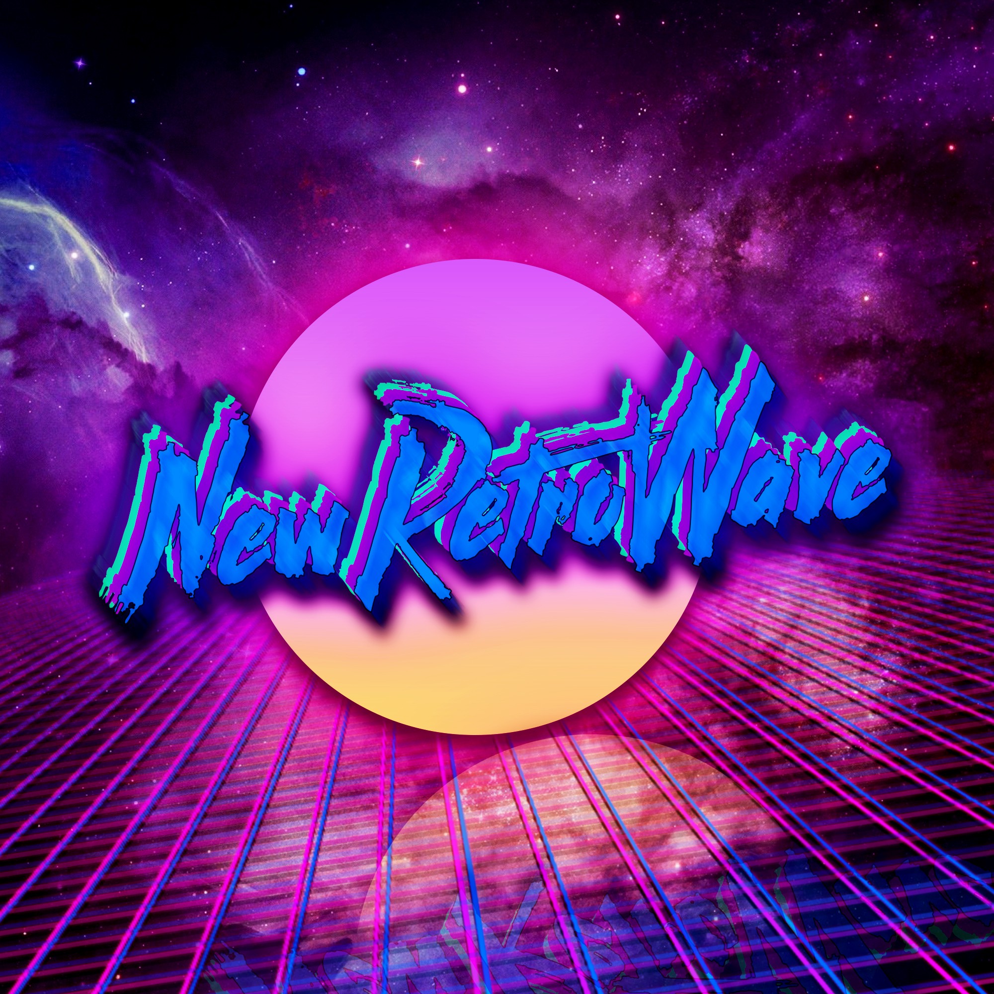 New Retro Wave Neon Space 1980s Synthwave Digital Art Typography 2000x2000