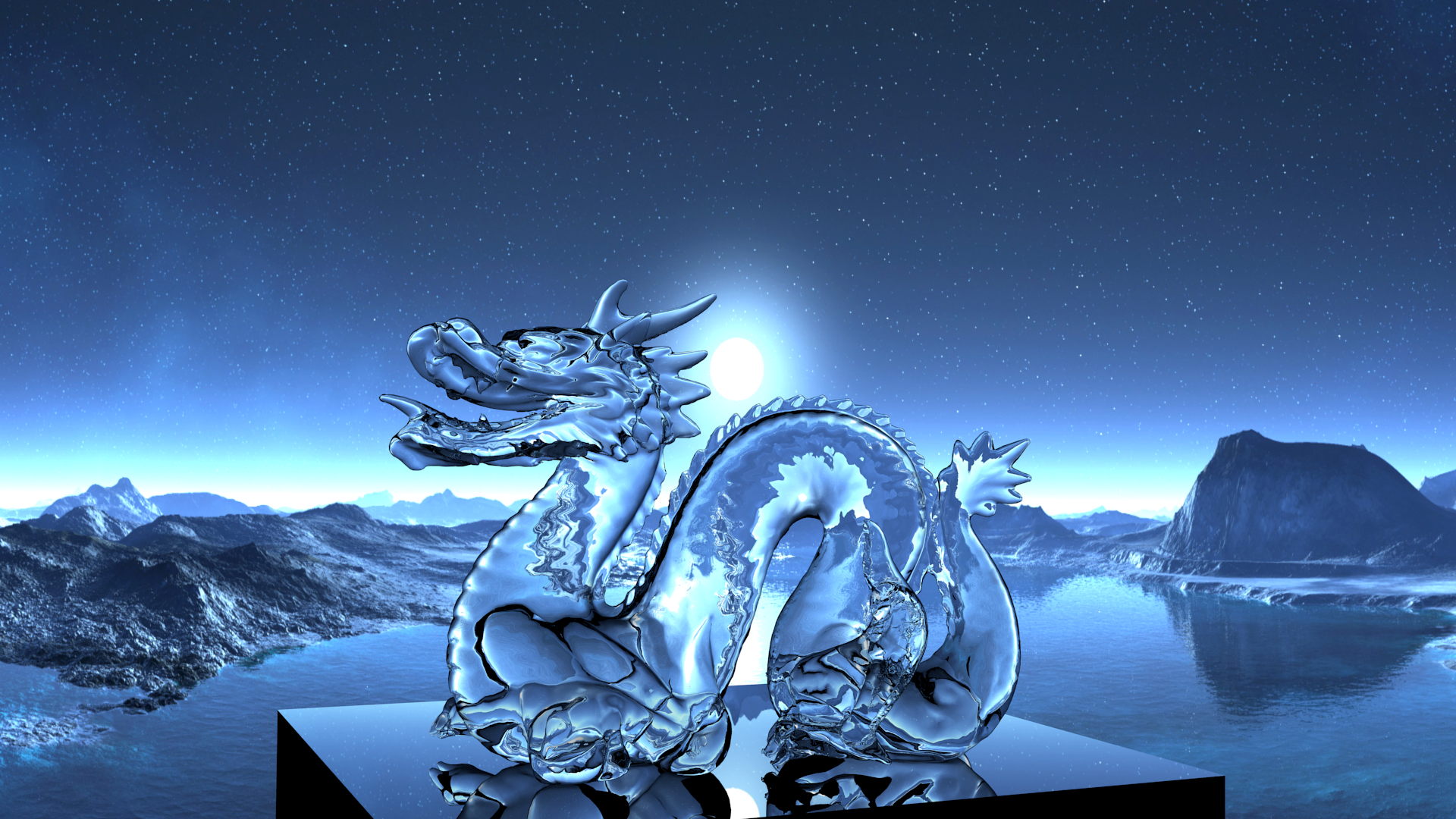 Dragon 3D Refraction Night 1920x1080