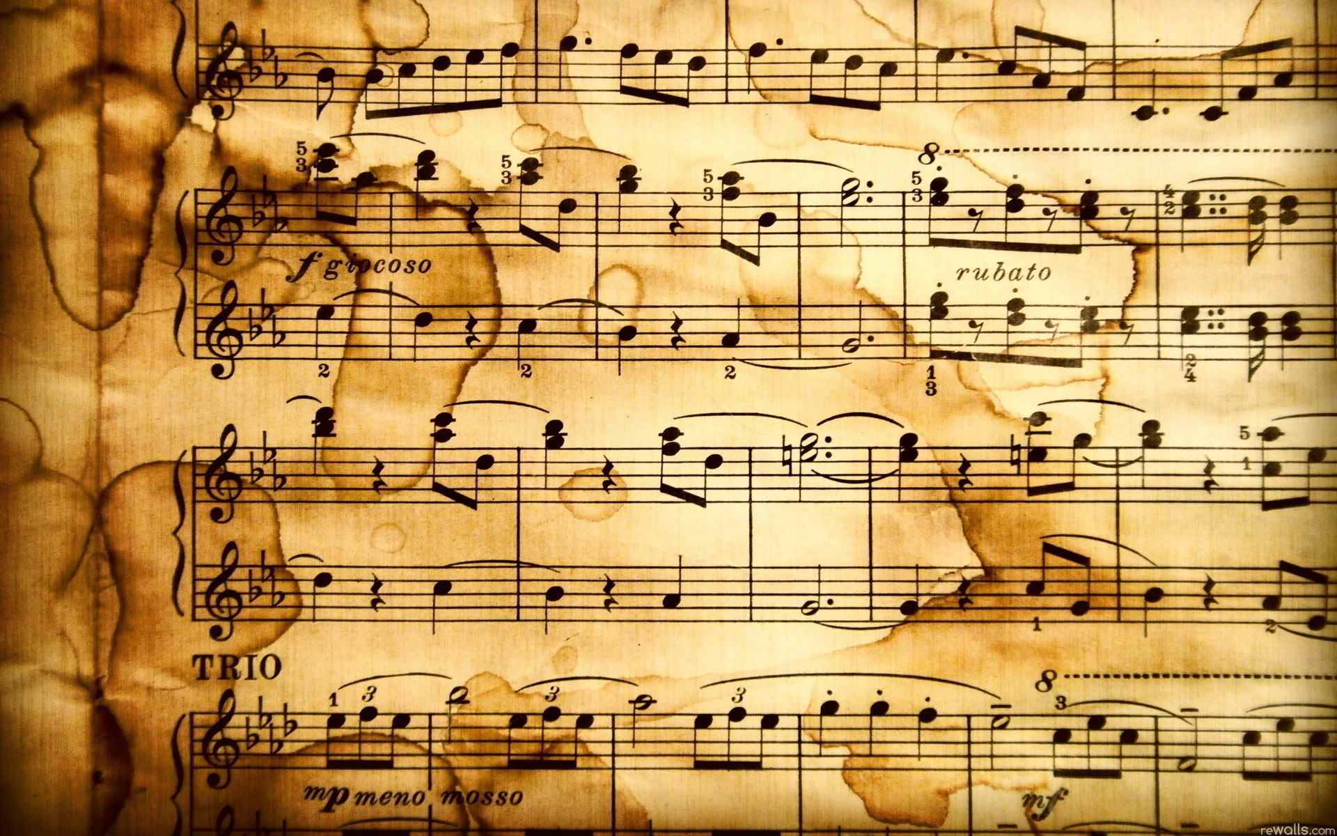 Musical Notes Old Paper Music Numbers Music Notation 1920x1200