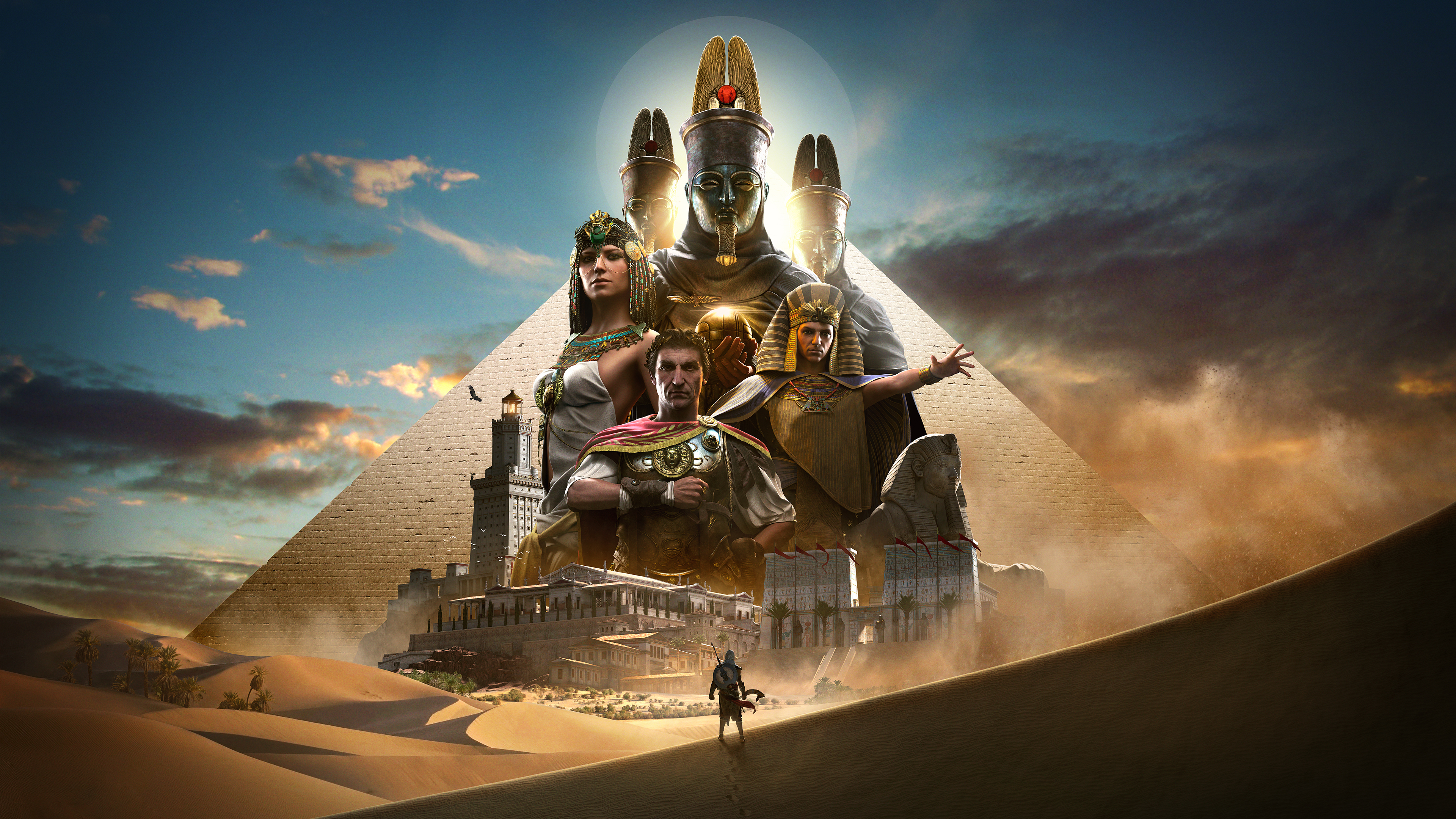Assassins Creed Origins Video Games Artwork Assassins Creed Egypt Pyramids Of Giza Julius Caesar Cle 3840x2160