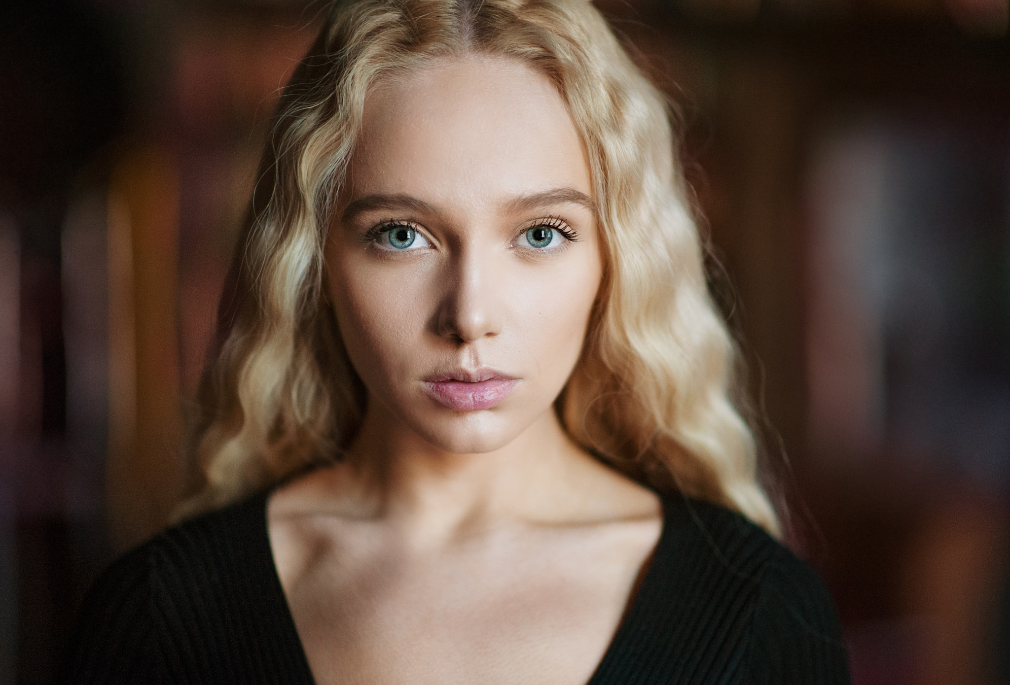 Women Maria Popova Green Eyes Blonde Maxim Maximov Face Portrait 2048x1390