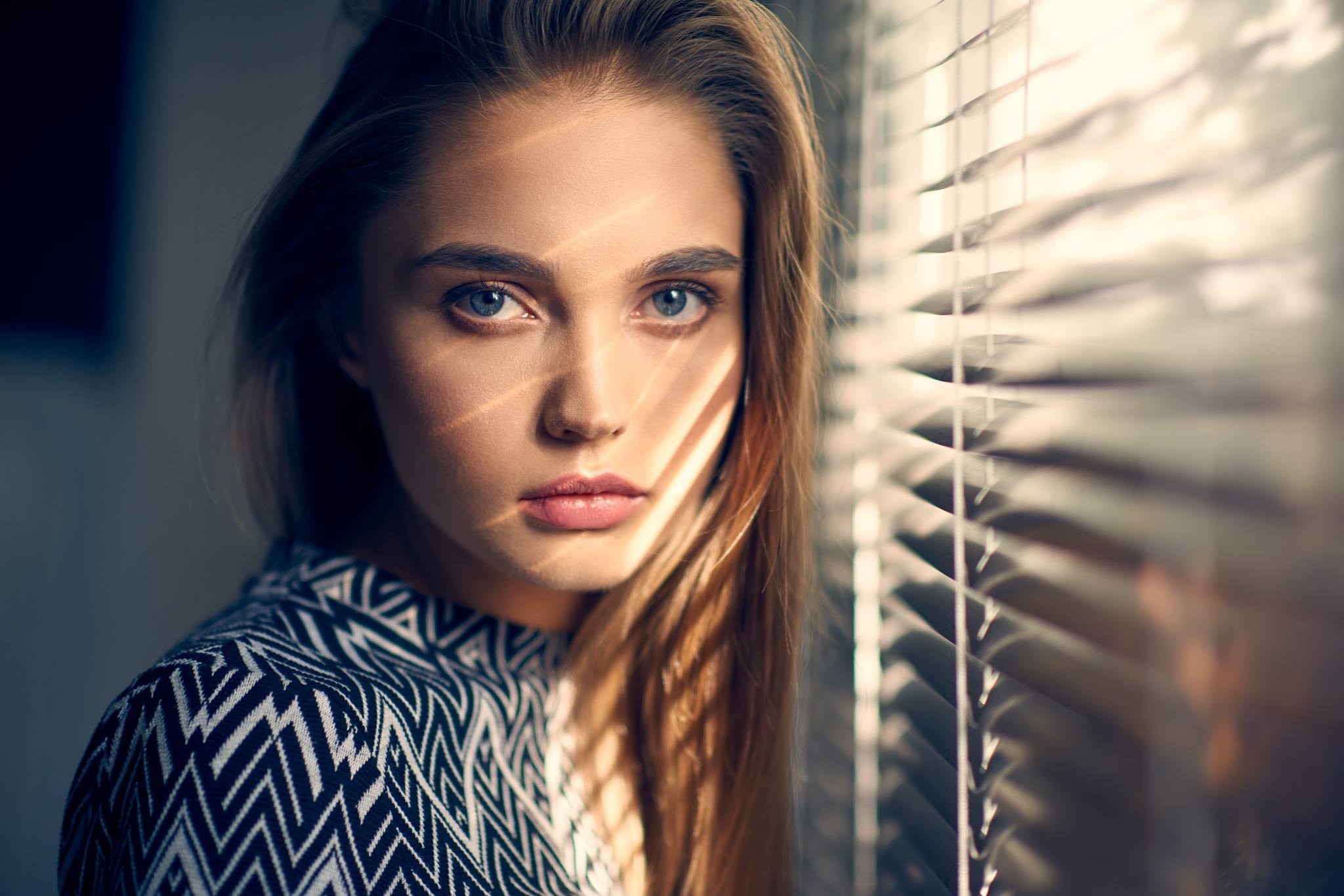 Women Blonde Face Blue Eyes Portrait Depth Of Field Wide Jaw Ariel Grabowski 2048x1366