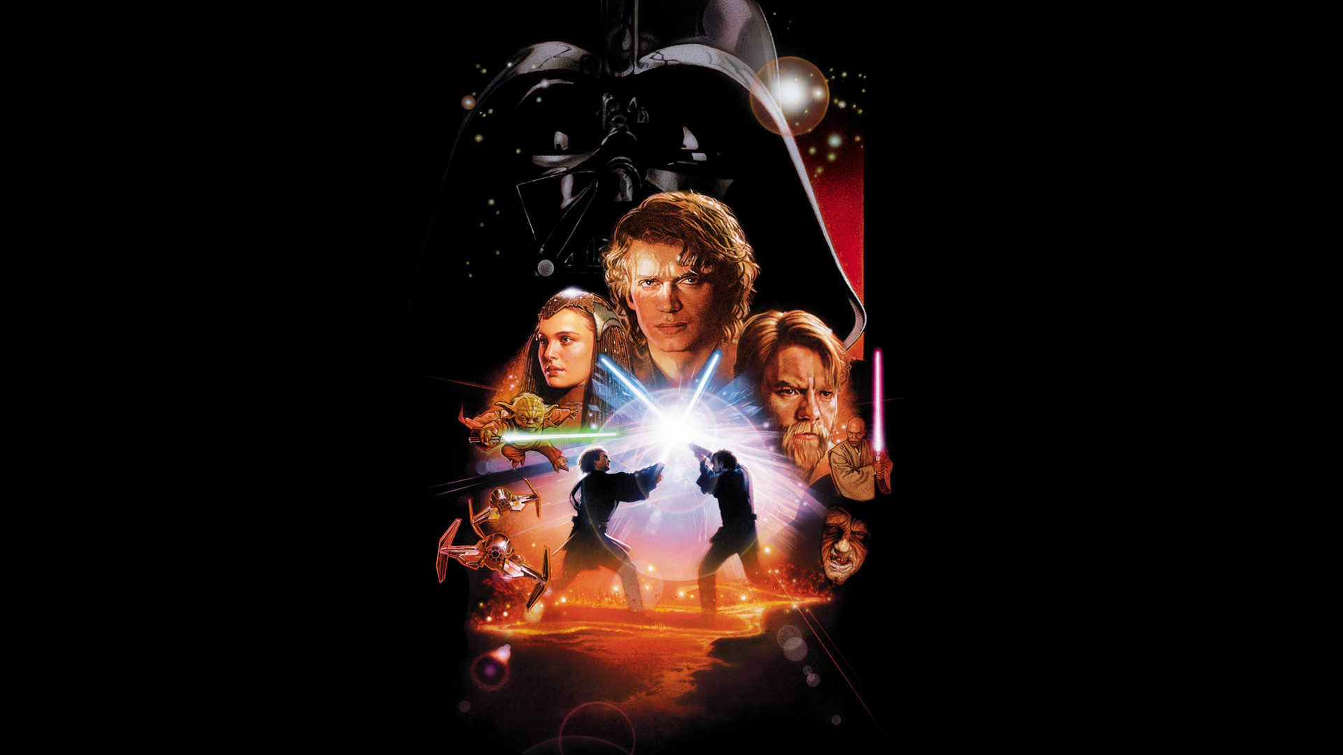 Anakin Skywalker Darth Vader Yoda Queen Amidala Mace Windu Darth Sidious The Emperor Star Wars Light 1920x1080