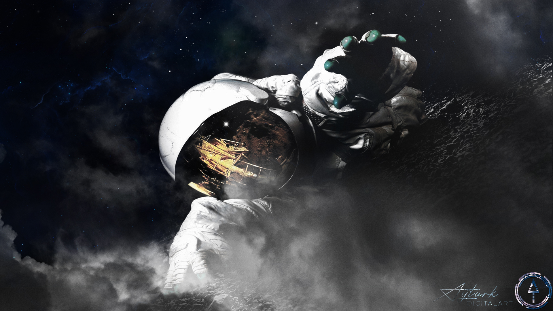 Astronaut Planet Spacescapes Galaxy Stars NASA Digital Digital Art Photo Manipulation Space Space Ar 1920x1080