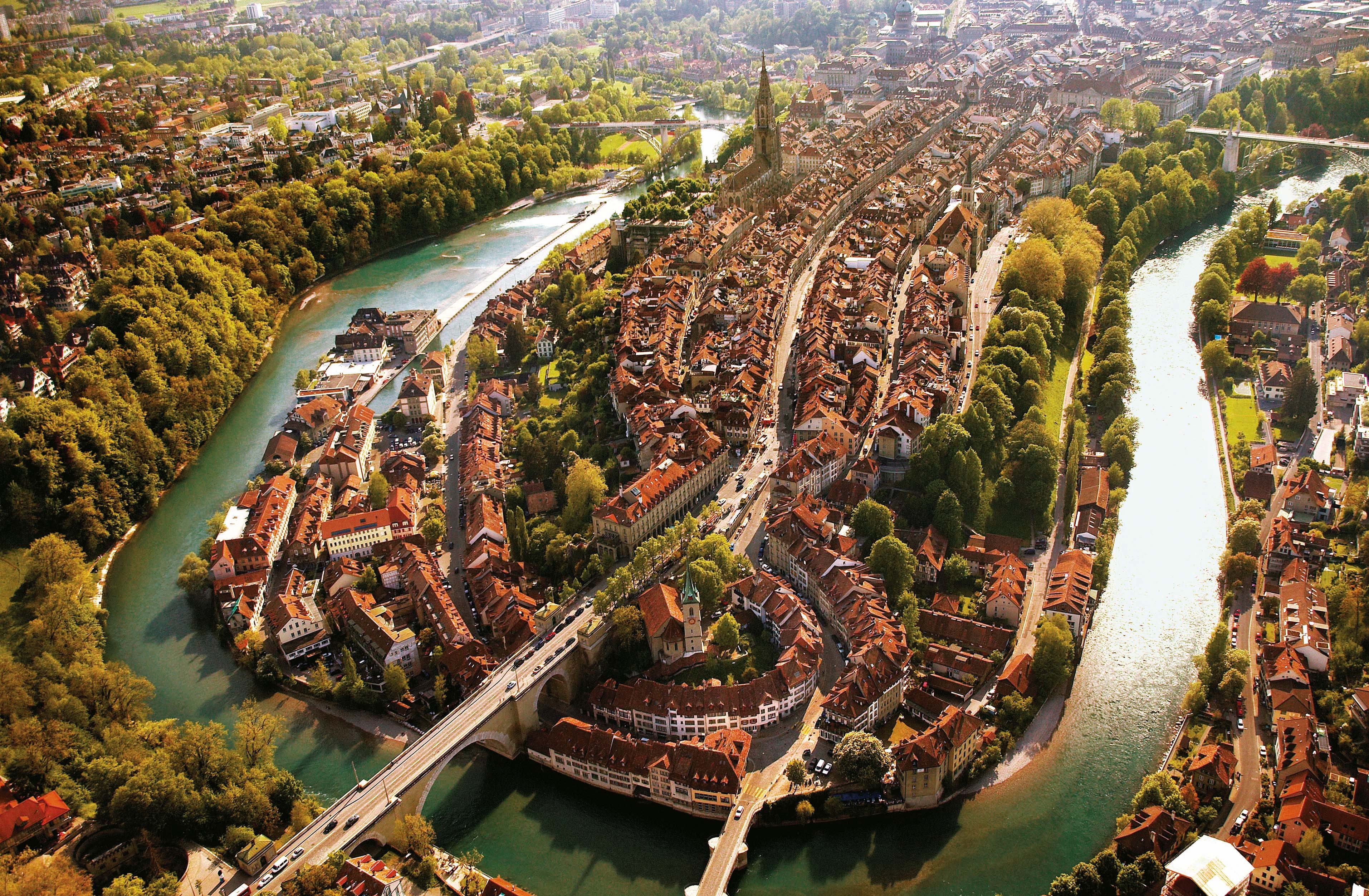 City River Bridge Bern Switzerland 3827x2505