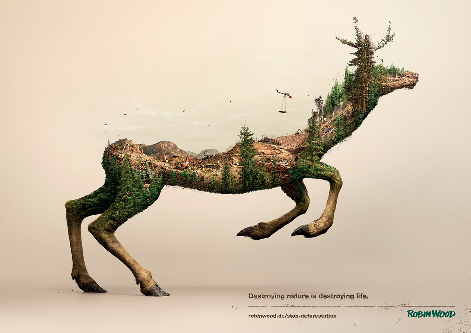 Digital Art Animals Environment Wildlife Double Exposure Poster Simple Background Deer Trees Destruc 1500x1061