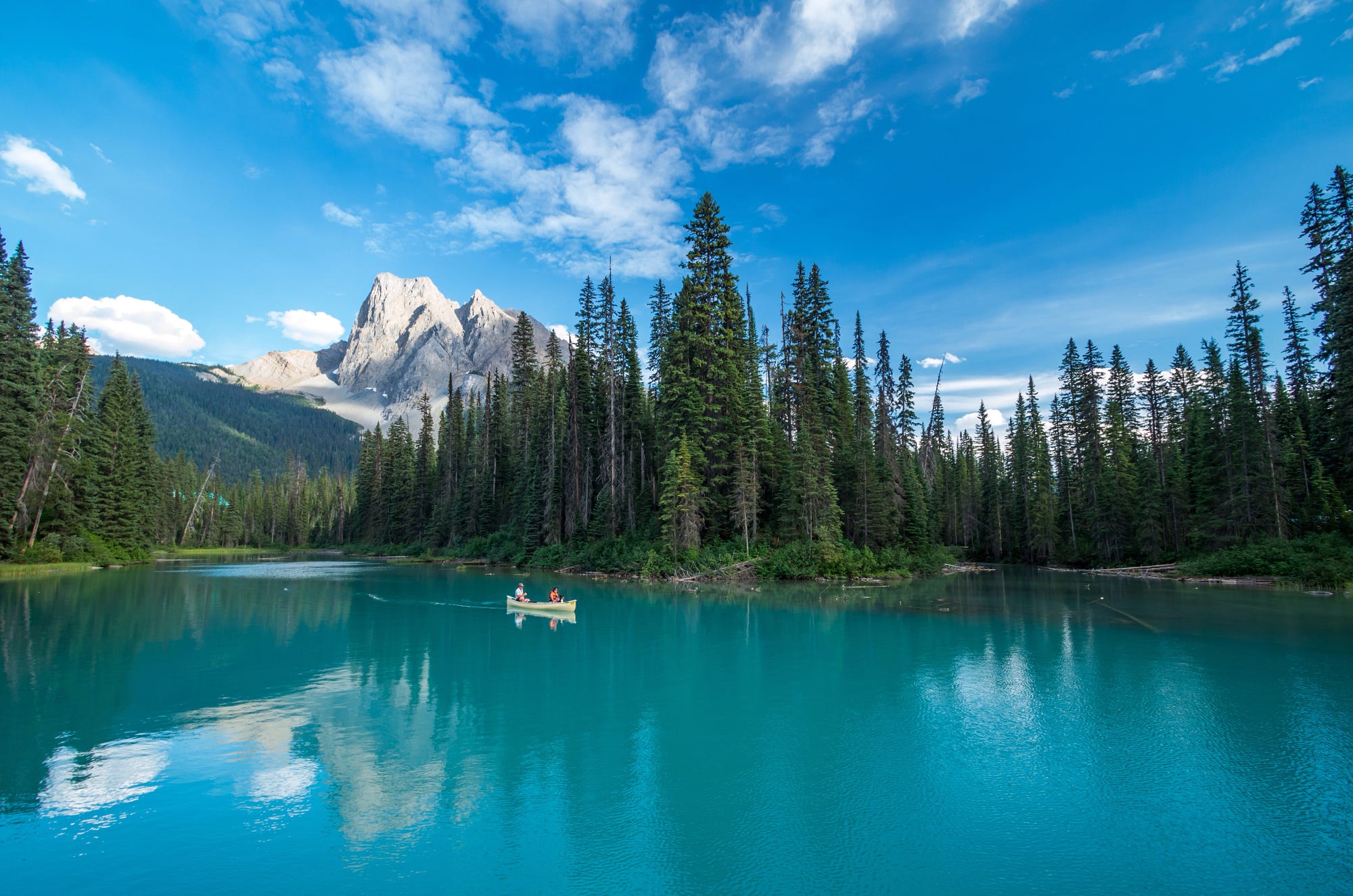 Yoho National Park Canada Trees Lake Mountains Water Clouds 2000x1325