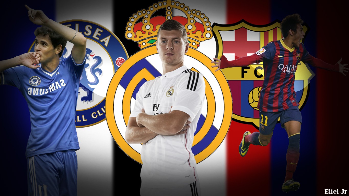 Soccer Footballers Chelsea FC Real Madrid FC Barcelona Neymar 1366x768