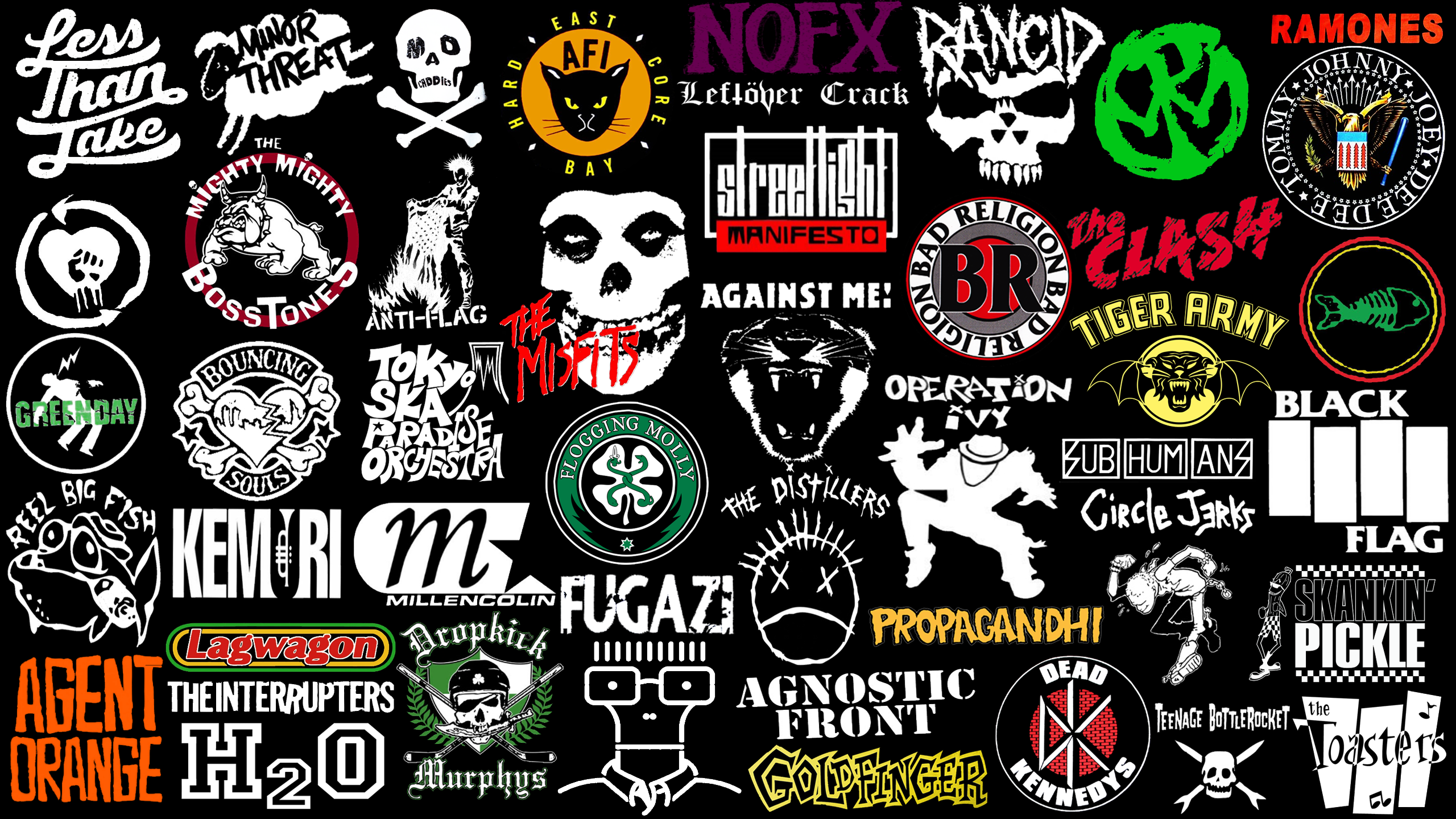 Punk Rock Music Bad Religion Dead Kennedys Band Logo Descendents Minor Threat Ramones The Clash Stre 2560x1440