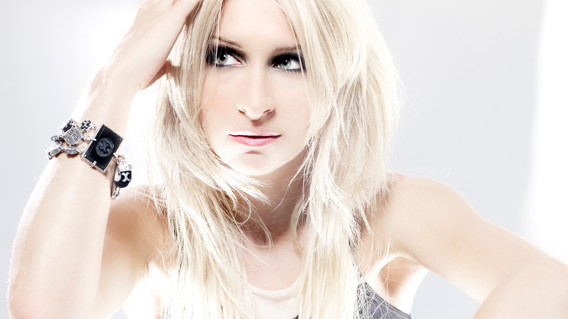 Sandra Nasi Blonde Blond Hair Singer White Background German Platinum Blonde 1920x1080