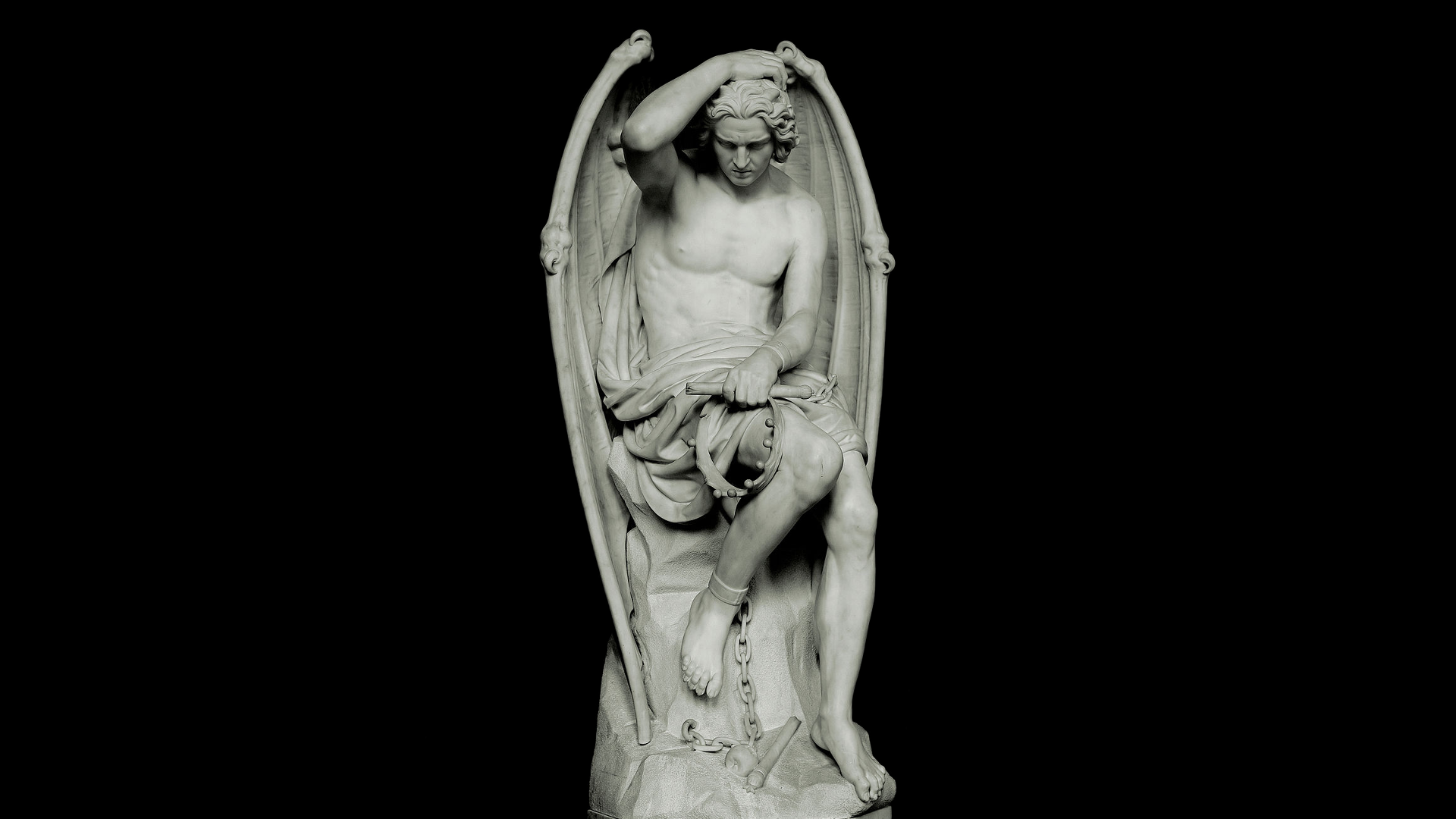 Lucifer Sculpture Statue Simple Background 1920x1080