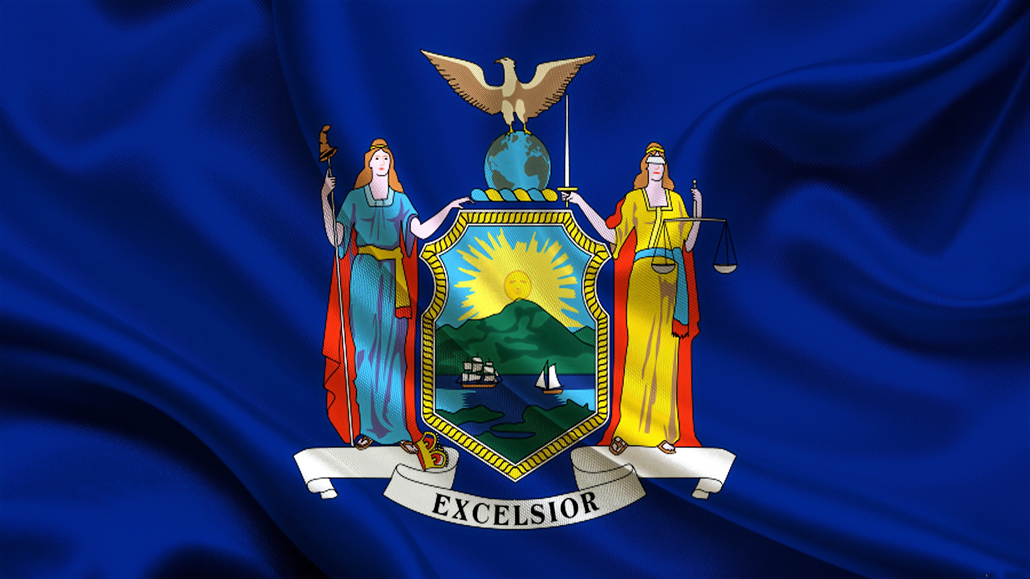 New York State Flag Blue Blue Background 3527x1984
