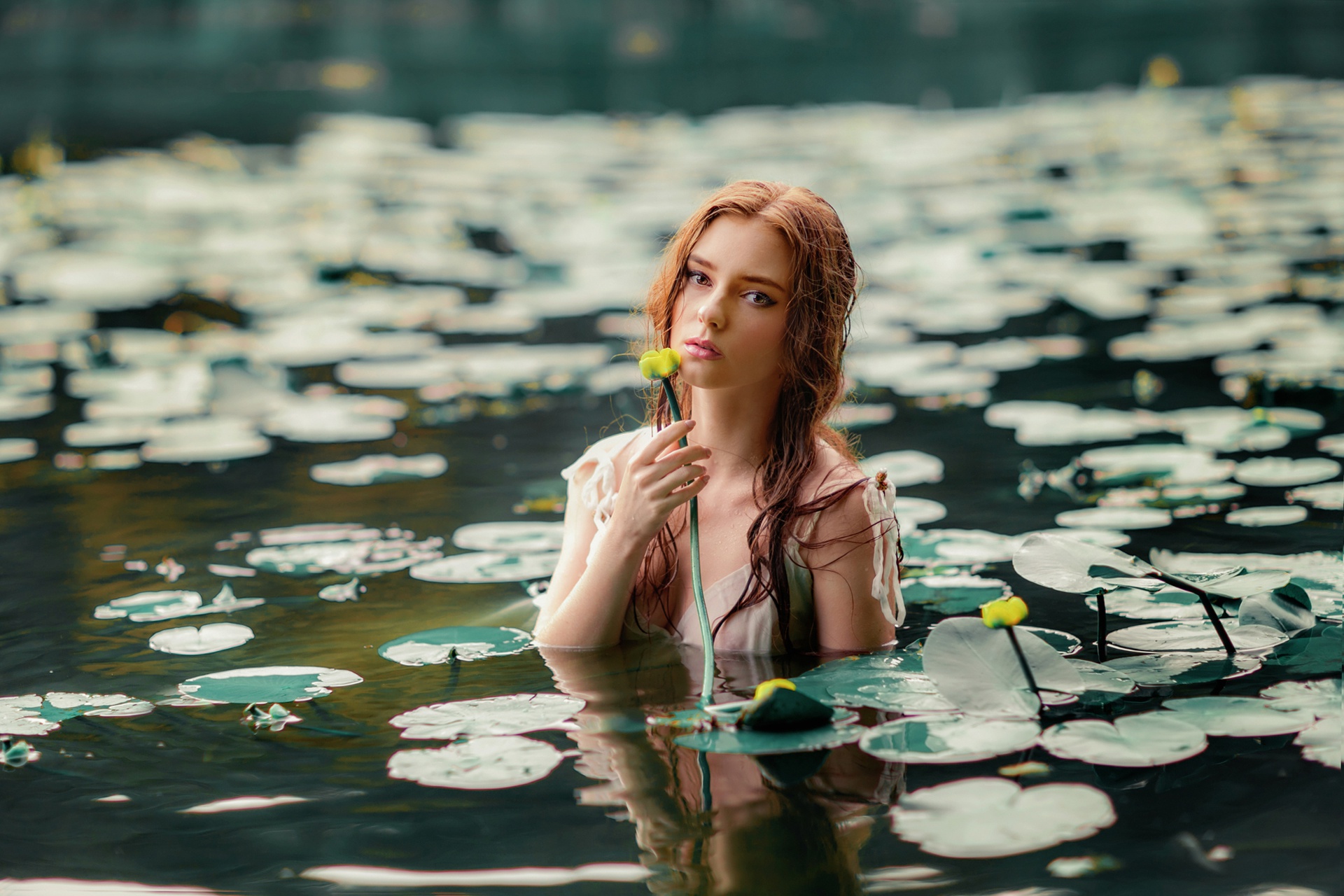 Water Plants Women Women Outdoors Model Olga Boyko 1920x1280