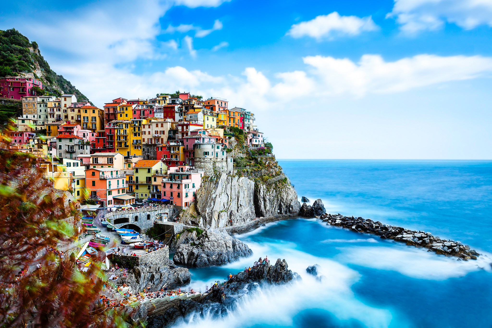 HDR Manarola Italy Coast House Ocean Colors Colorful Village 2048x1365