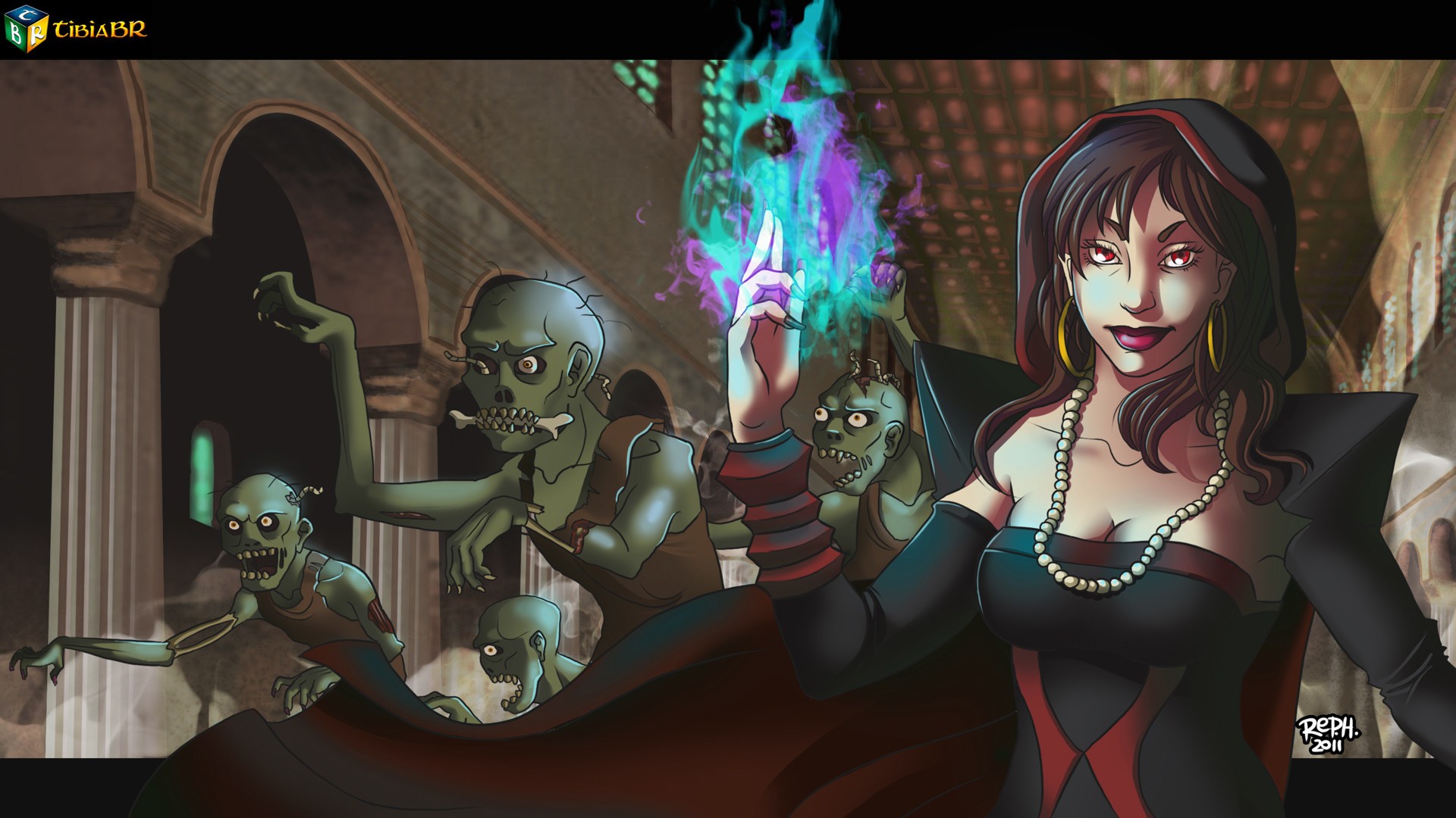 Tibia PC Gaming RPG Creature Drawing Women 1920x1080