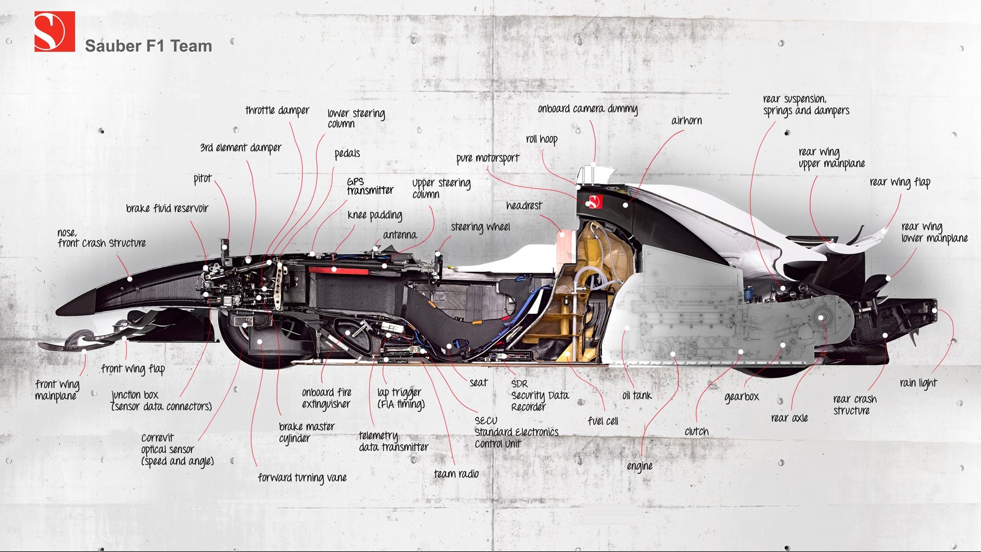 Formula 1 Motorsports Sauber Race Cars Diagrams Car 1920x1080