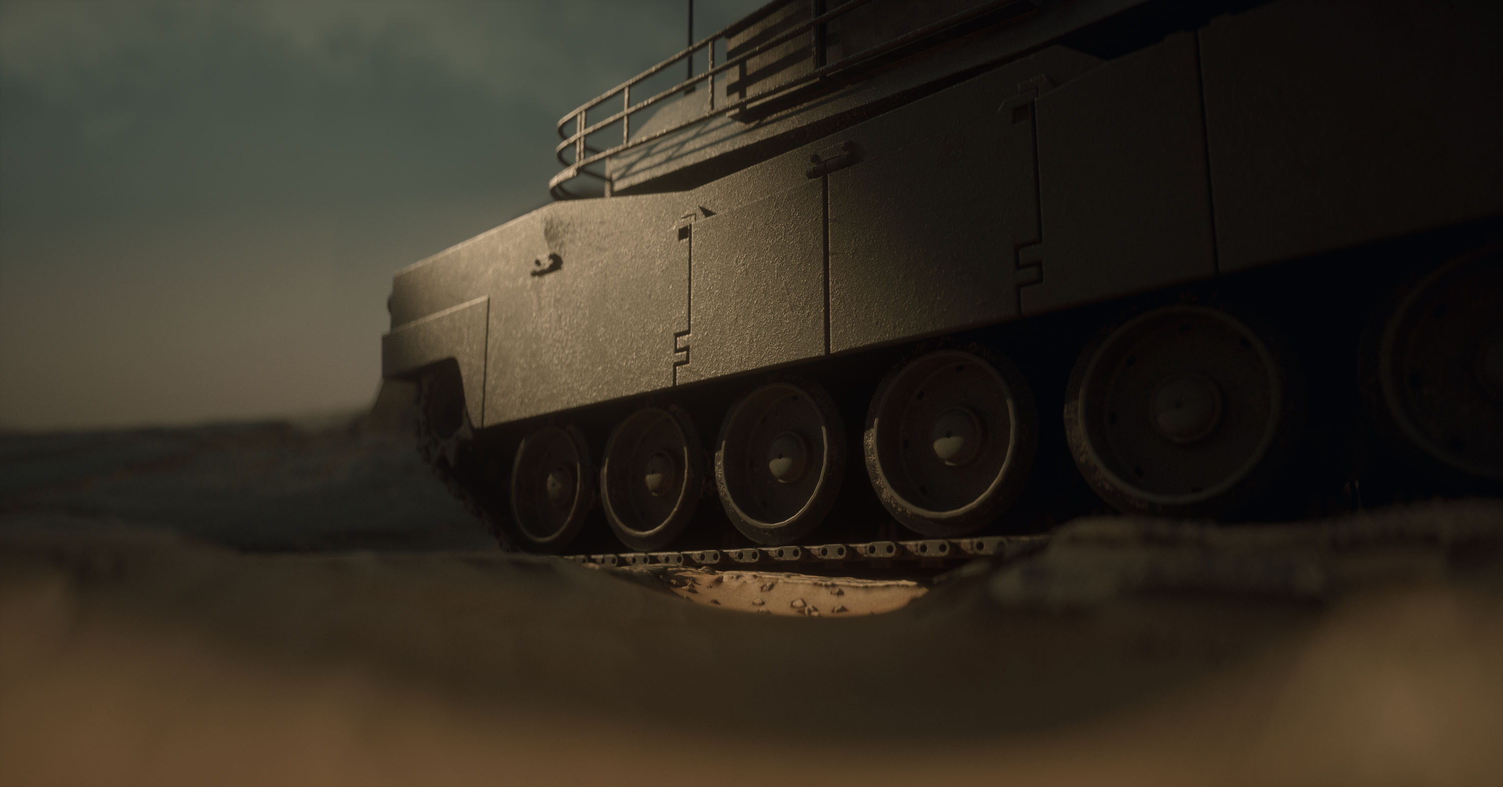 Tank Render OctaneRender Digital Military Desert 3000x1570