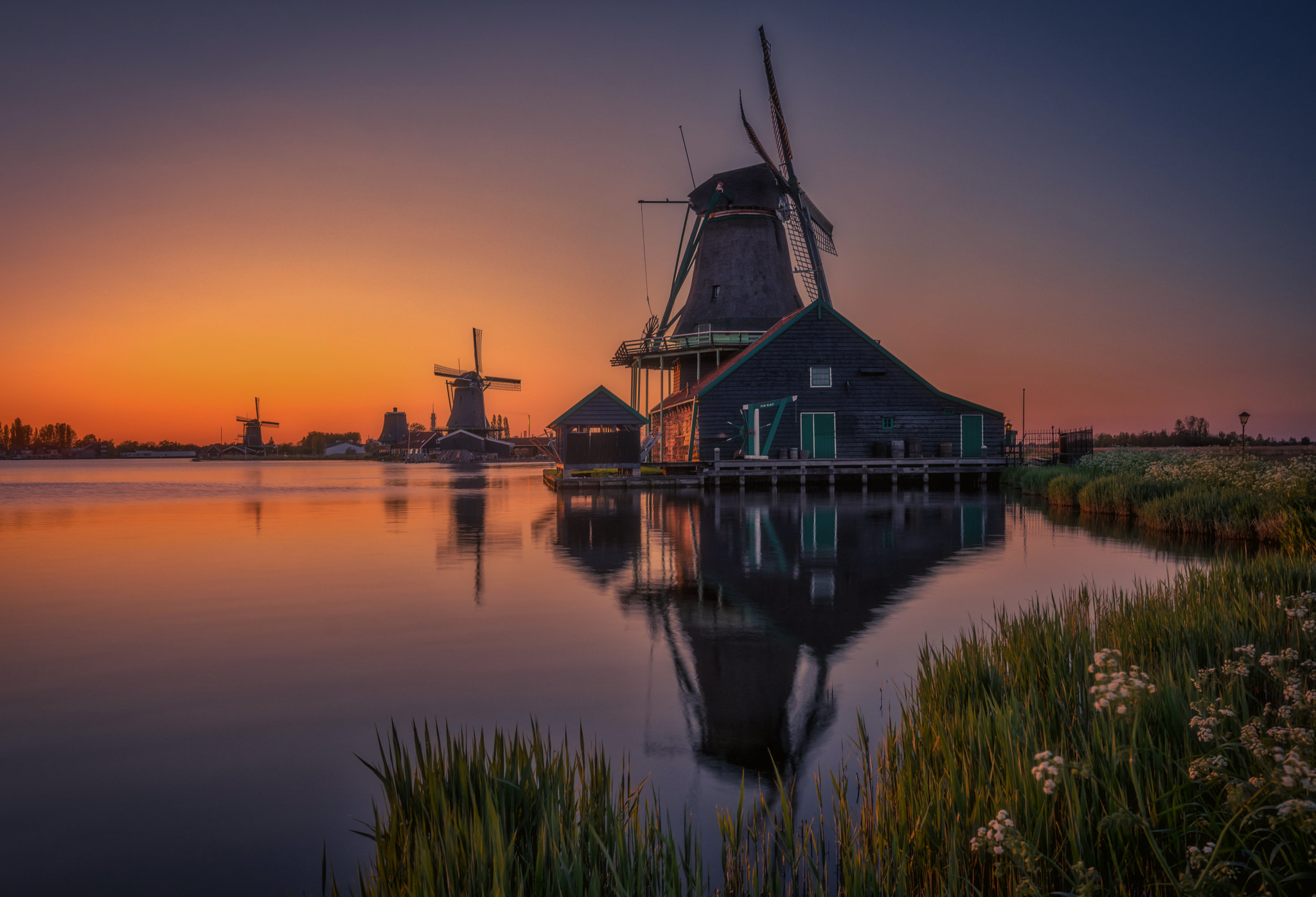 Windmill Landscape Sky Holland 2048x1396