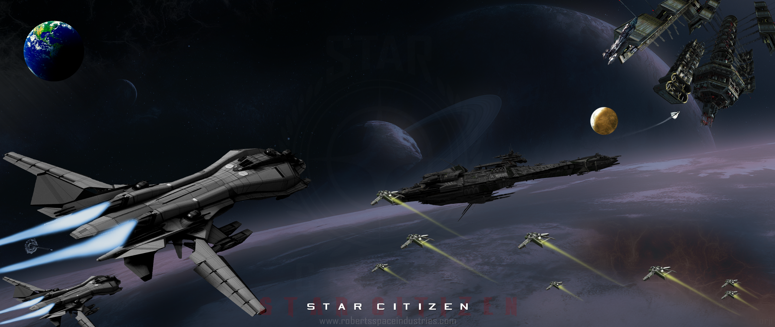 Star Citizen Space Planet Spaceship Retaliator Video Games 2560x1080