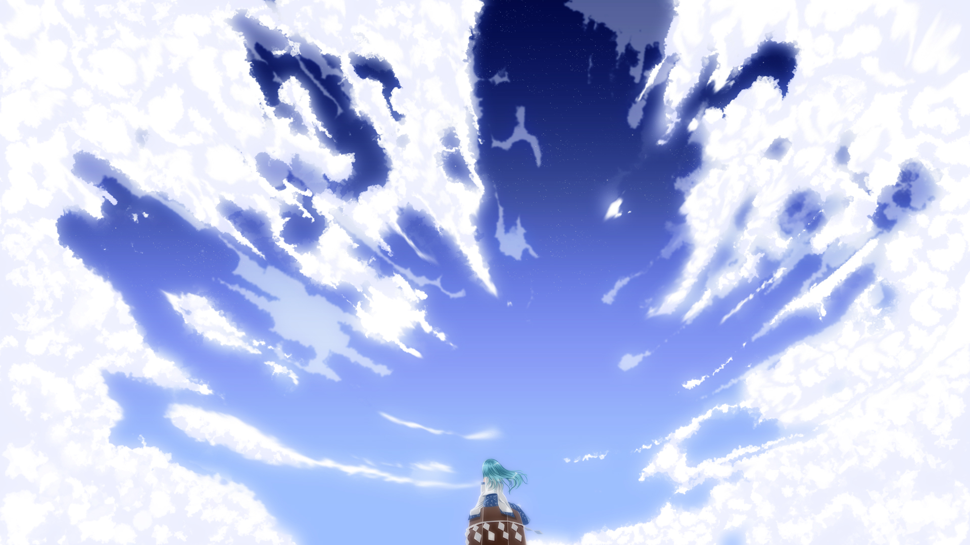 Touhou Shrine Maiden Sanae Kochiya Blue Sky Cloud 1920x1080