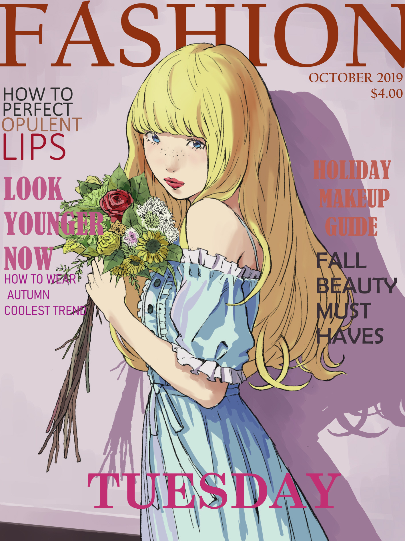 CAROLE TUESDAY Anime Girls White Dress 2D Fan Art Digital Art Vertical Long Hair Magazine Cover Blon 1417x1890