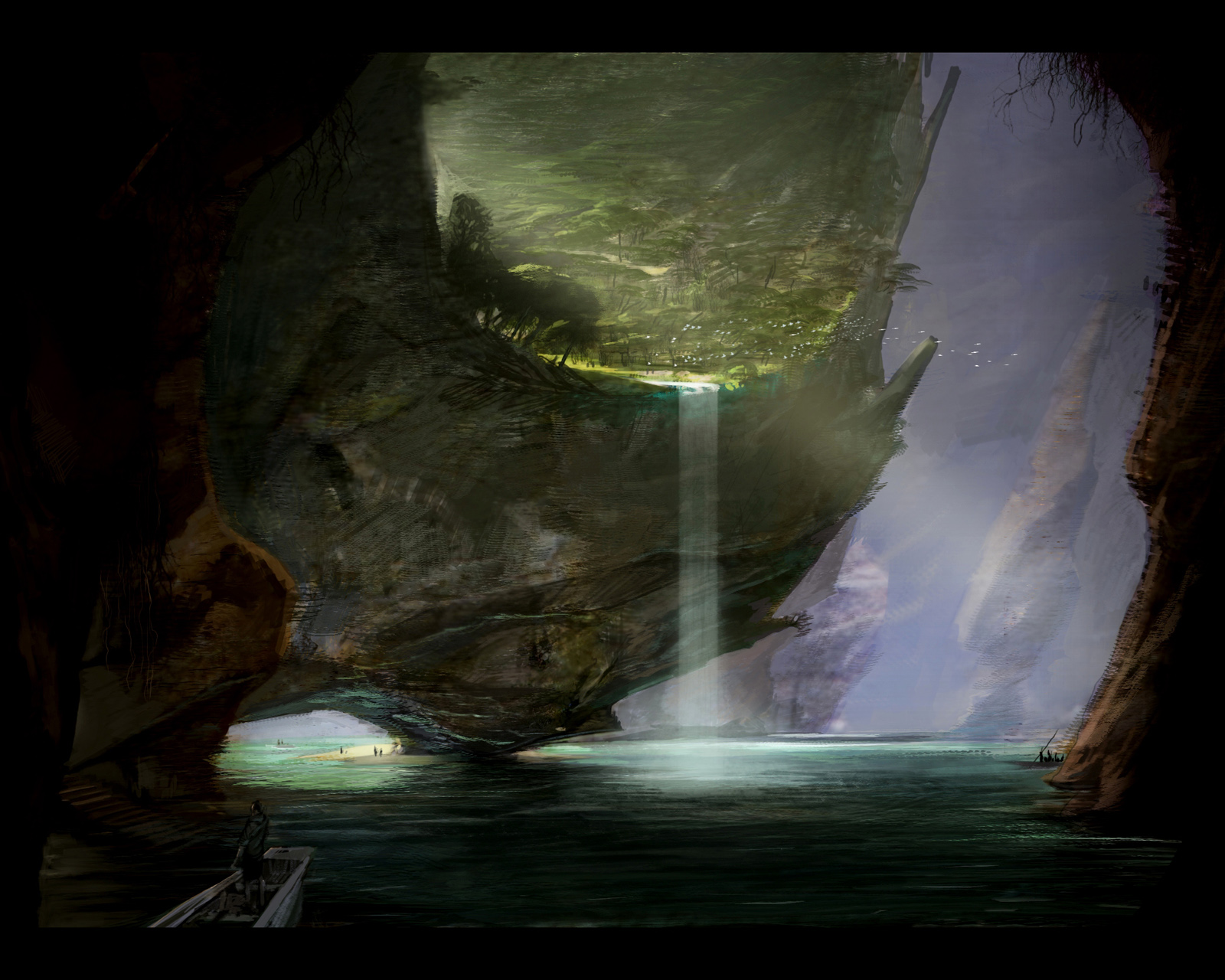 City Cavern Cave Waterfall Scenic 1600x1280