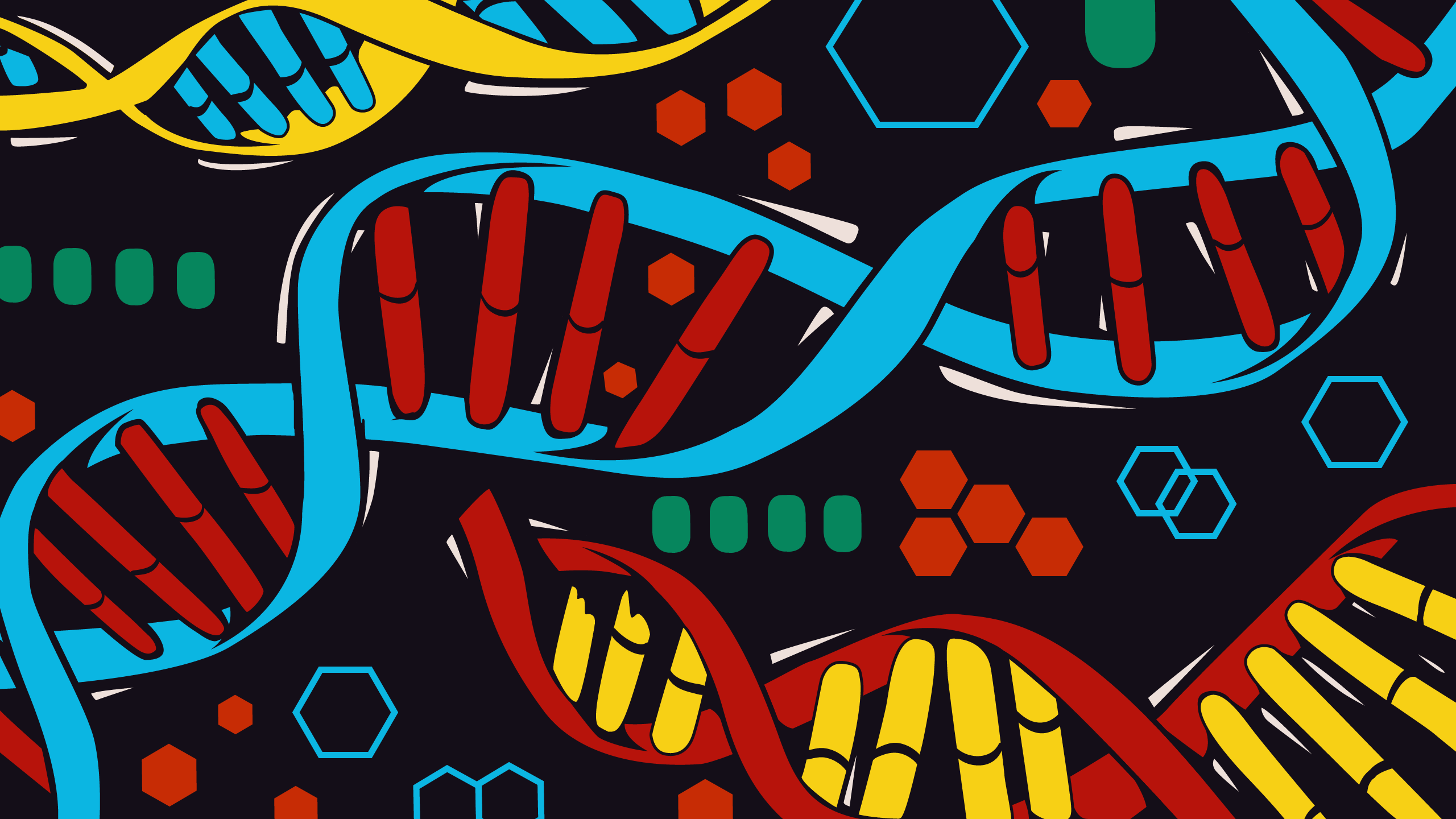 Orphan Black DNA Digital Art Red Cyan Black Background Artwork 2560x1440