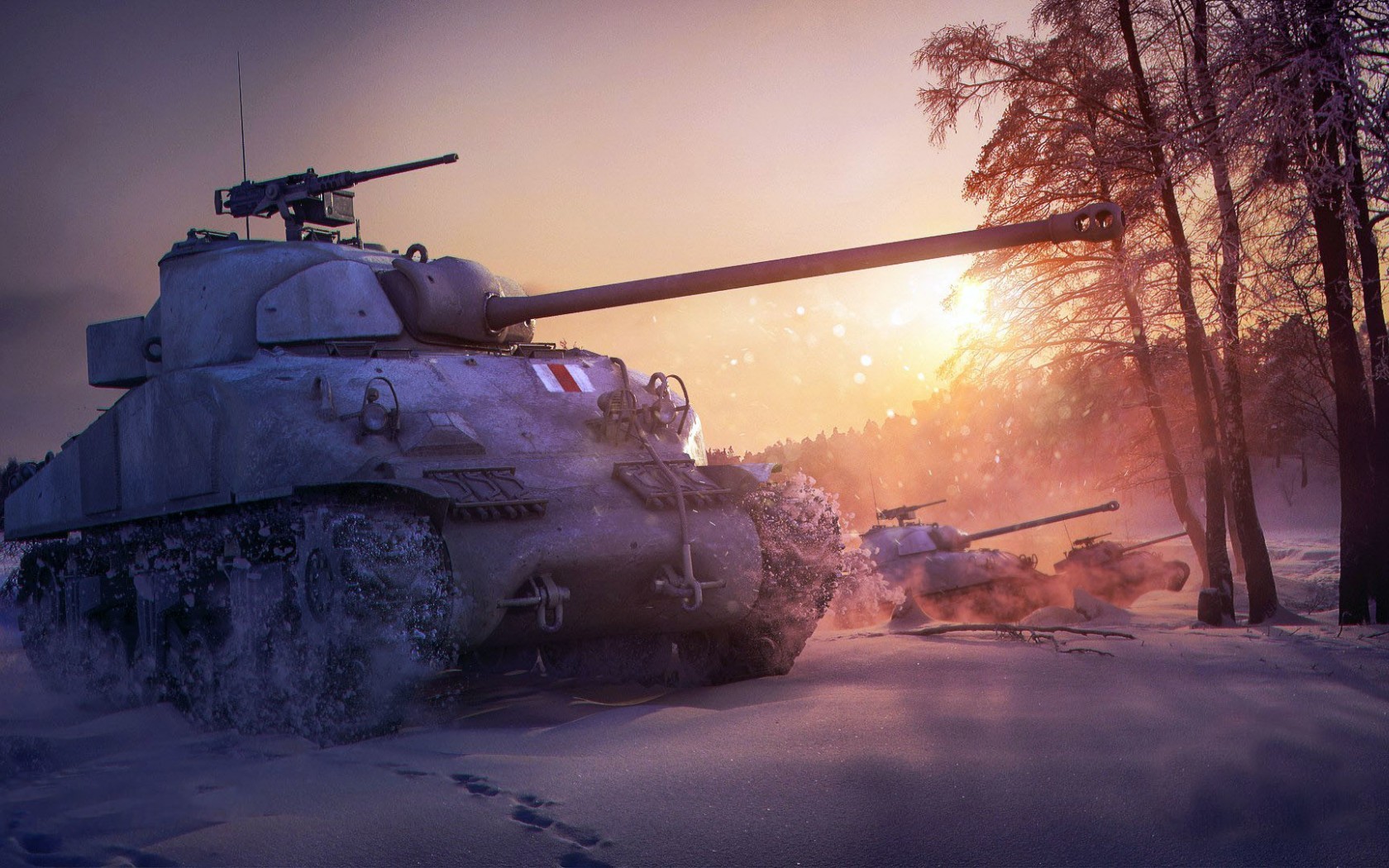 M4 Sherman World Of Tanks Video Games Military Snow Forest Winter 1680x1050