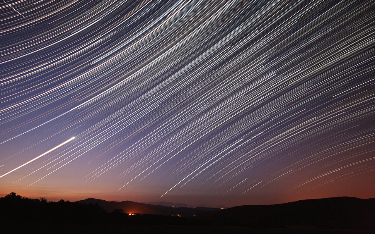 Star Trails Long Exposure Sky Night 1280x800
