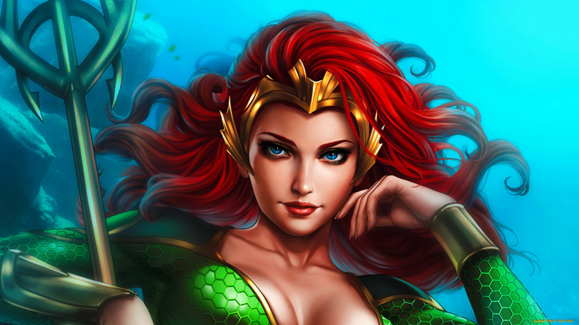 Fantasy Girl Fantasy Art Redhead Blue Eyes Artwork Mera Aquaman 1920x1080