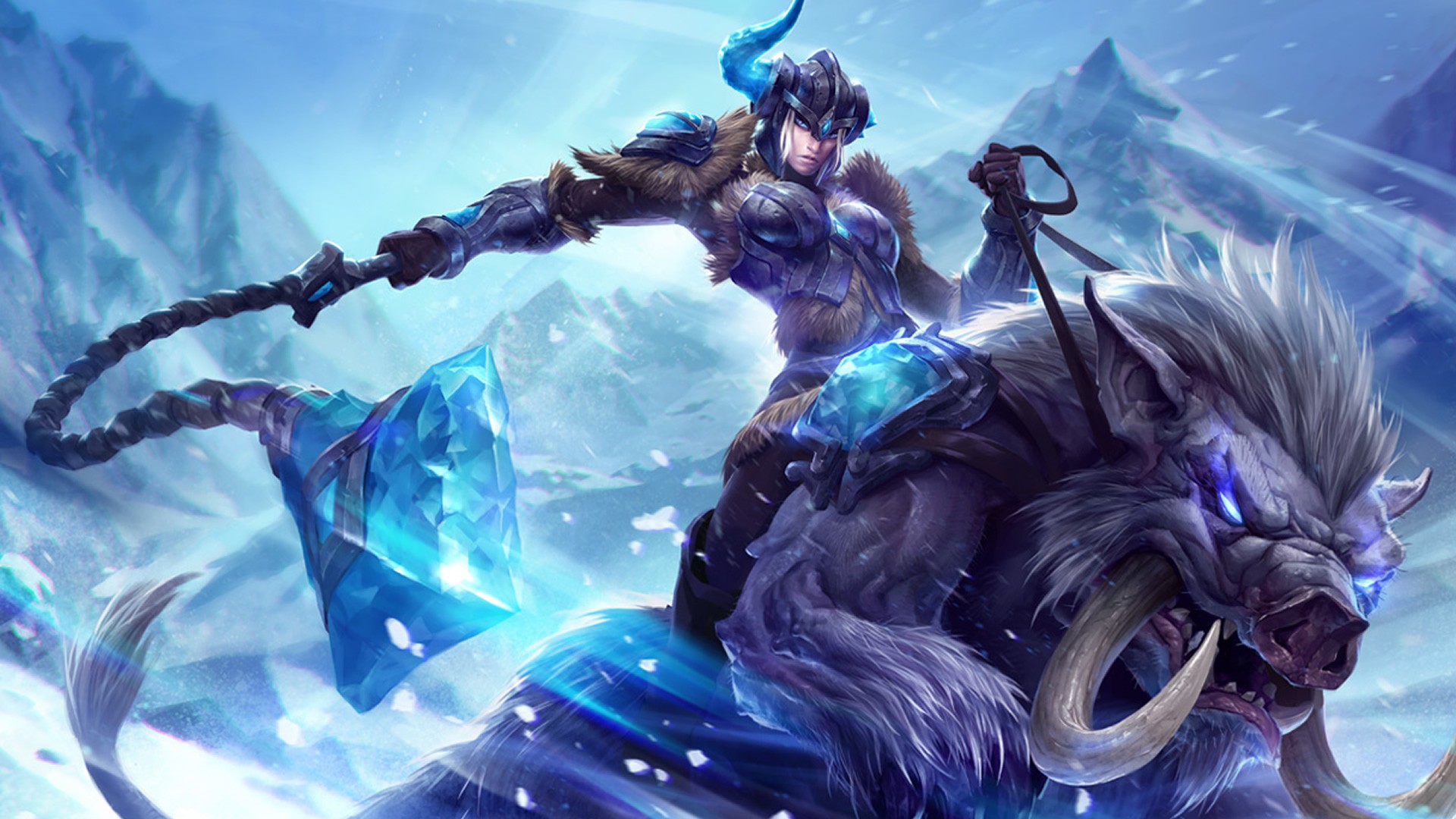 League Of Legends Helmet Sejuani Cyan Artwork 1920x1080